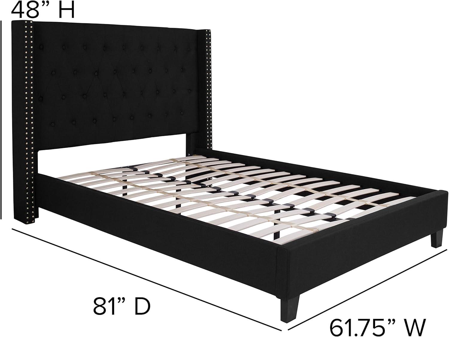 Flash Furniture Riverdale Full Size Tufted Upholstered Platform Bed in Black Fabric
