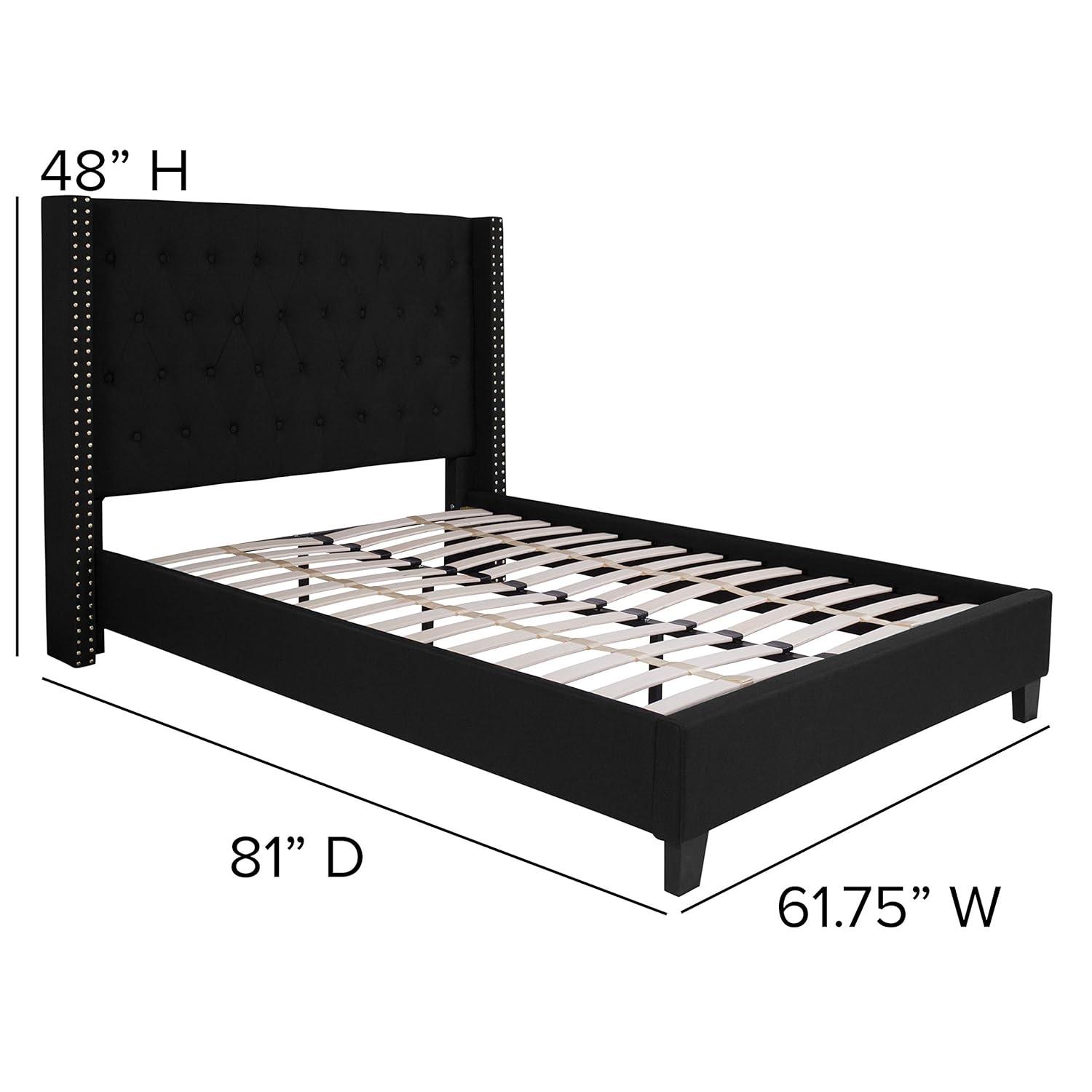 Flash Furniture Riverdale Full Size Tufted Upholstered Platform Bed in Black Fabric