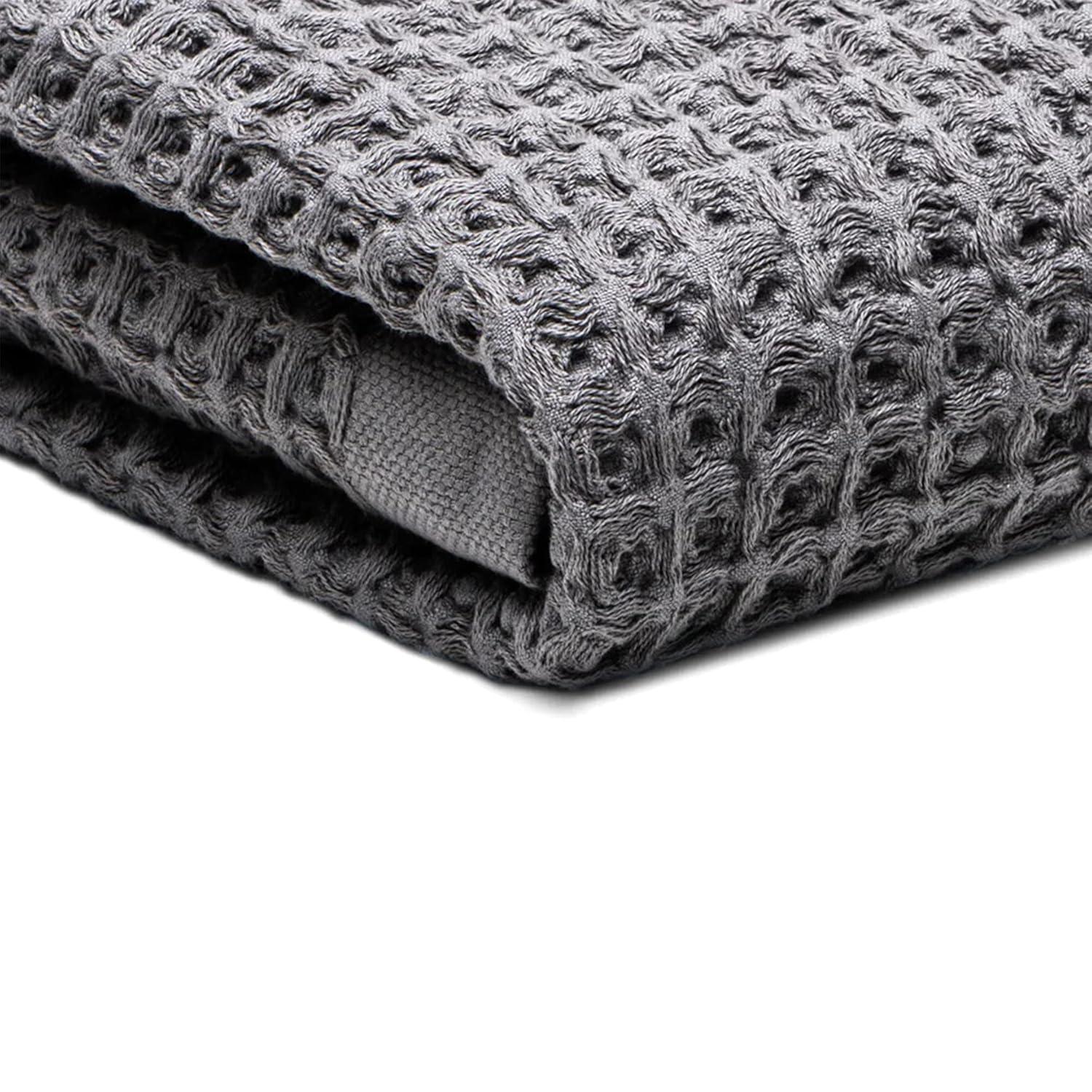SUTERA Silverthread Bath Towel | Antimicrobial Towel with Silver Ion Technology | Waffle Weave Design, Plush, Lightweight, and Quick-Drying for Everyday or Spa Use | 31" x 57" (Grey)