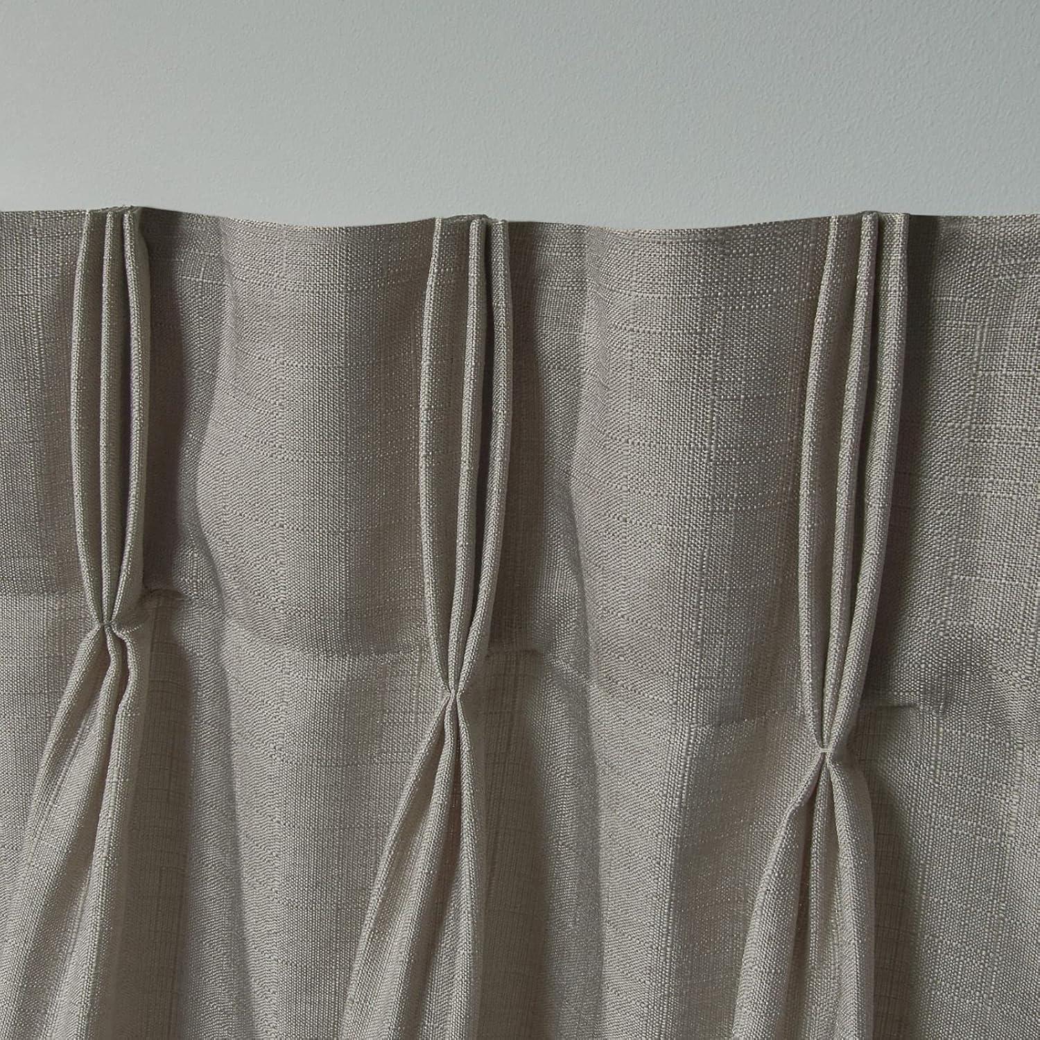 Loha Linen Pinch Pleat Window Curtain Panel Pair Black - Exclusive Home