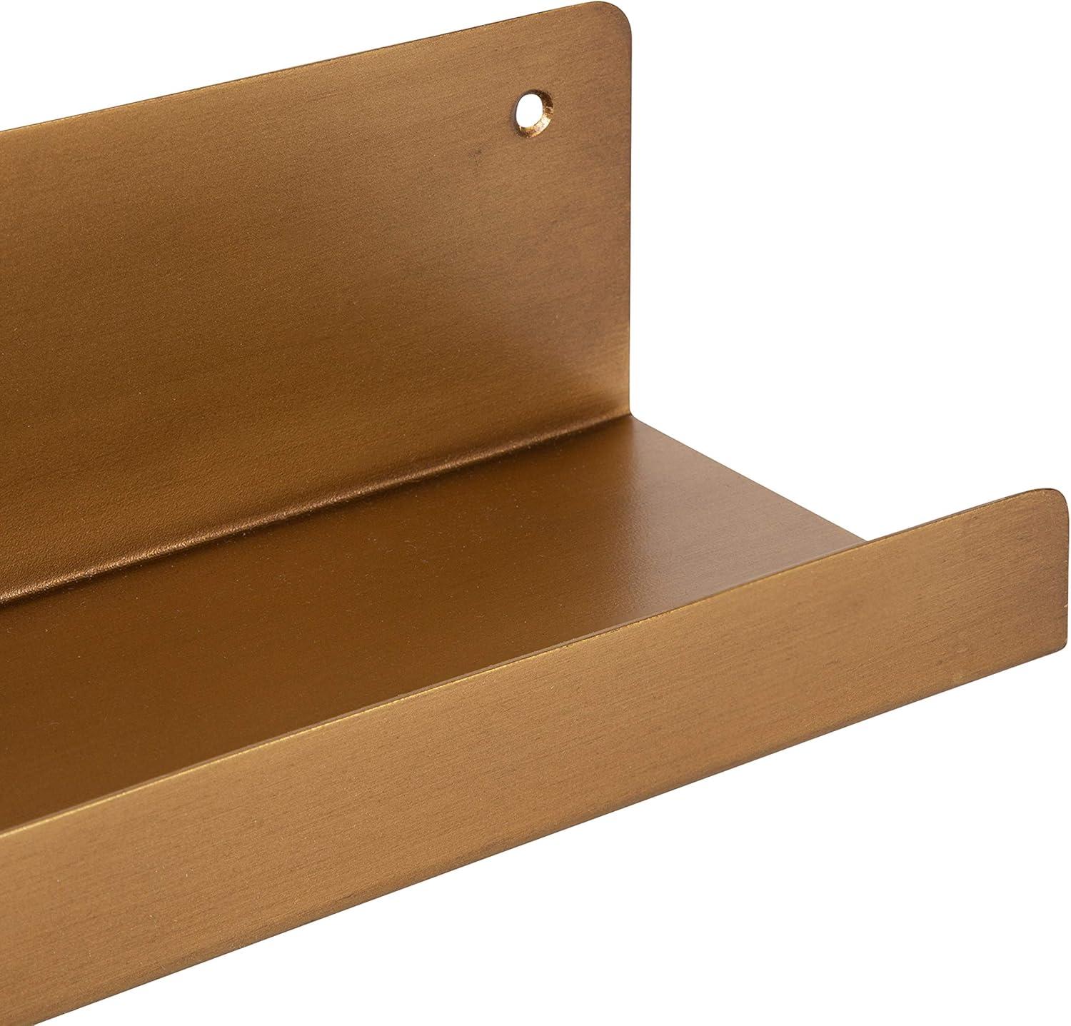Kate & Laurel All Things Decor 2pc Mezzo Modern Metal Ledge Shelf Set Gold : Display Storage, Pre-Drilled