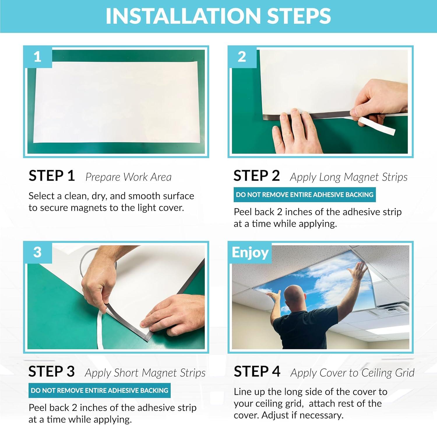 OCTO LIGHTS Magnetic Fluorescent Light Covers for Ceiling Lights Classroom 2x4 - Magnetic Classroom Light Filters - Improve Focus, Eliminate Headaches & Eyestrain CLD-010