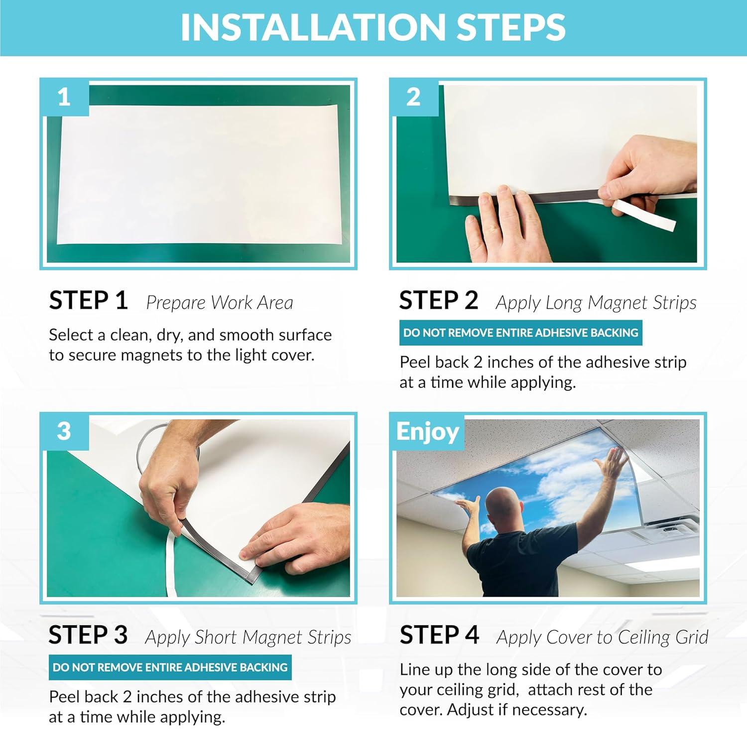 OCTO LIGHTS Magnetic Fluorescent Light Covers for Ceiling Lights Classroom 2x4 - Magnetic Classroom Light Filters - Improve Focus, Eliminate Headaches & Eyestrain CLD-010