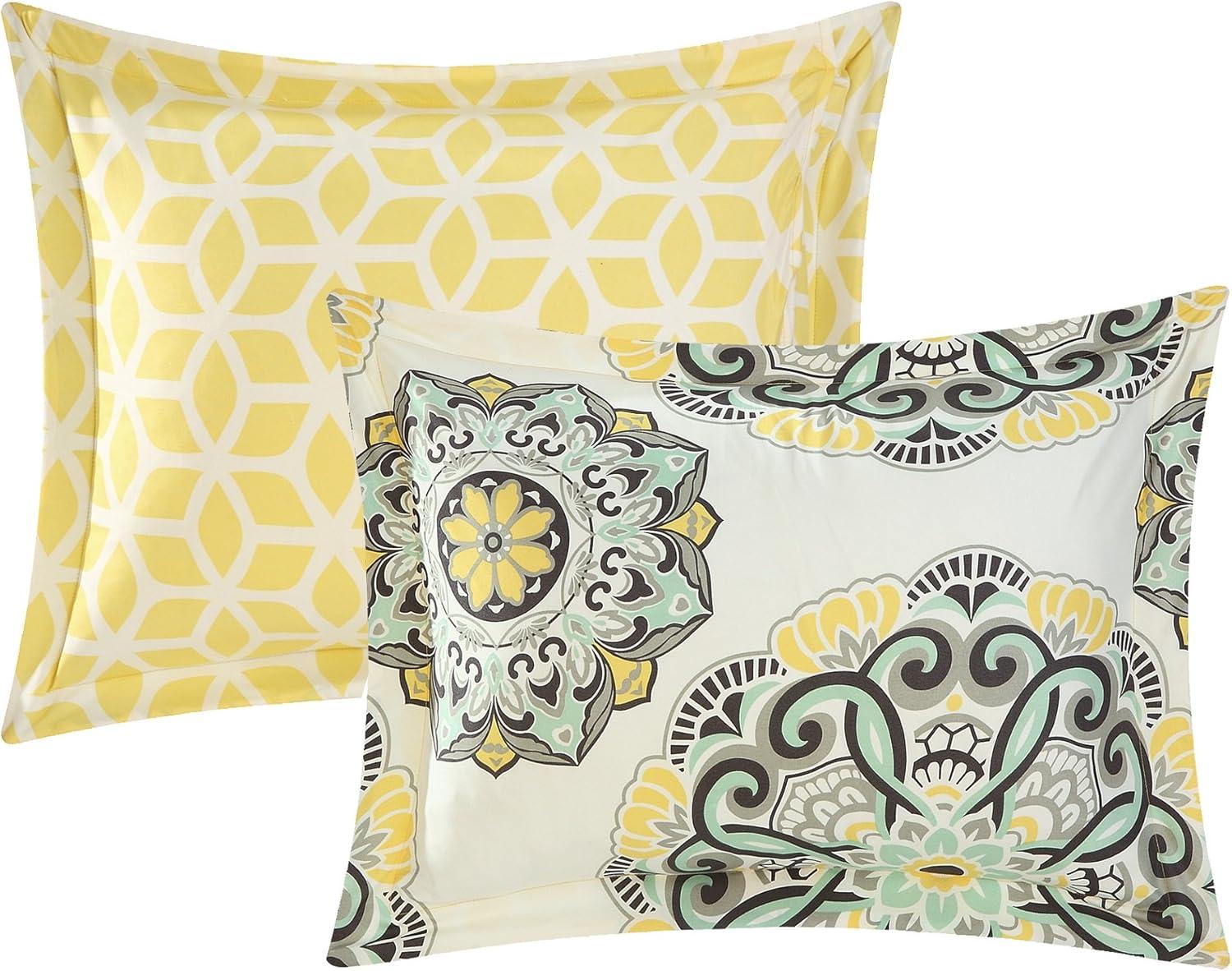 8 or 6 Pc. Barella Super soft Large Printed Medallion REVERSIBLE with Geometric Printed Backing Comforter Set