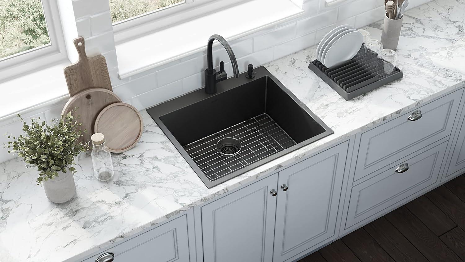 Gunmetal Black Stainless Steel Single Bowl Farmhouse Sink