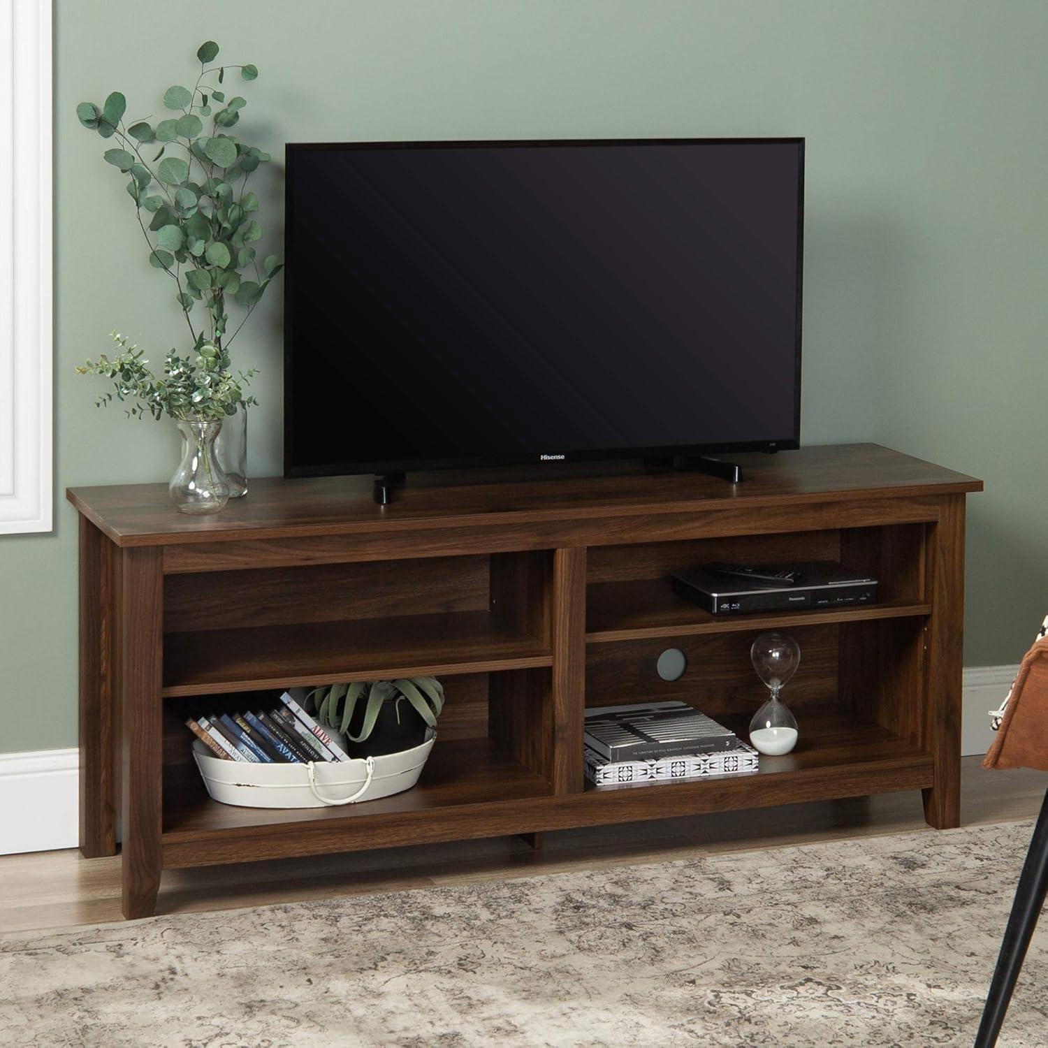 WE Furniture 24" H x 58" W x 16" Wood TV Media Stand Storage Console