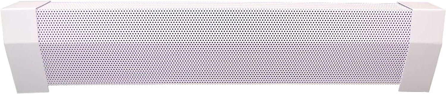 EZ Snap Covers 5 Foot White Standard 7 1/2" White Baseboard Heater Cover Galvanized Steel Kit with 2 Closed End Caps & 3 Brackets