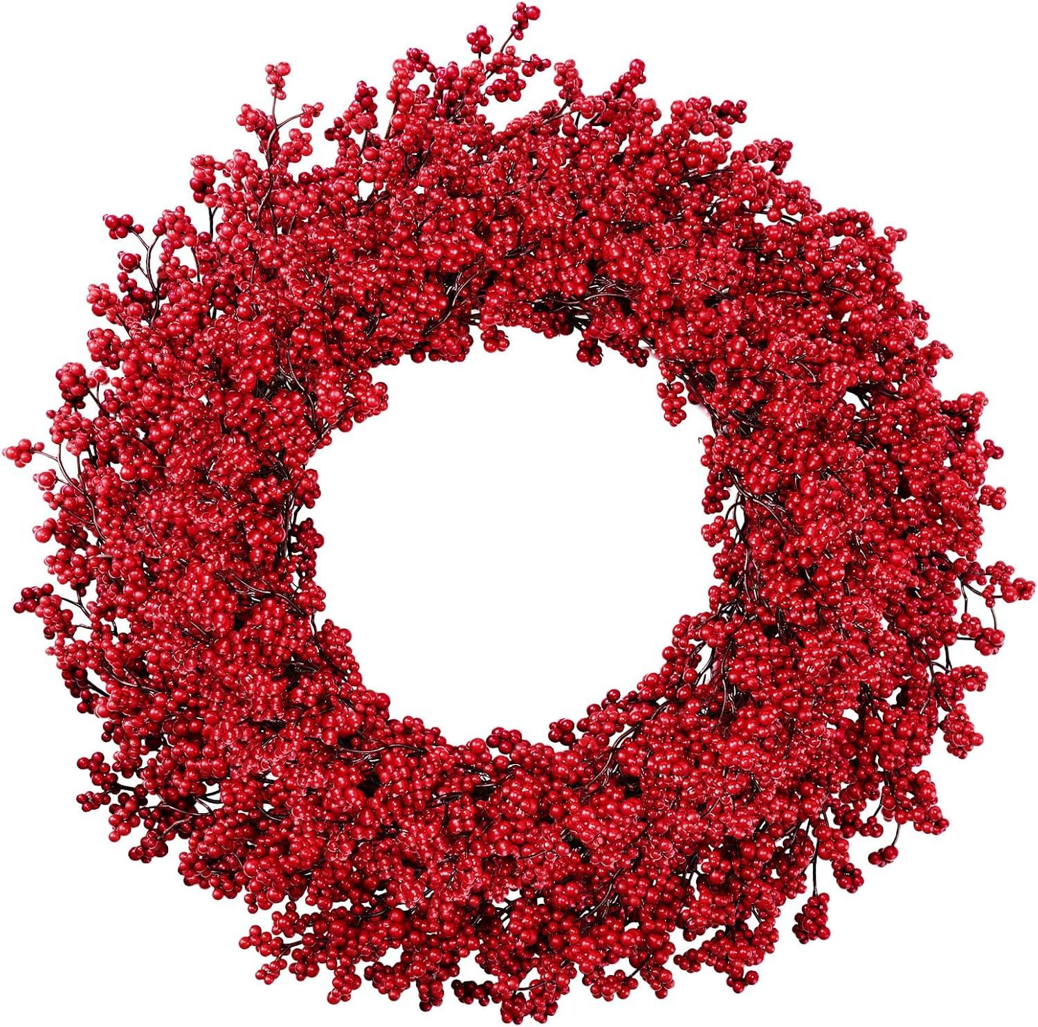 Northlight 22" Unlit Red Berries Artificial Christmas Wreath