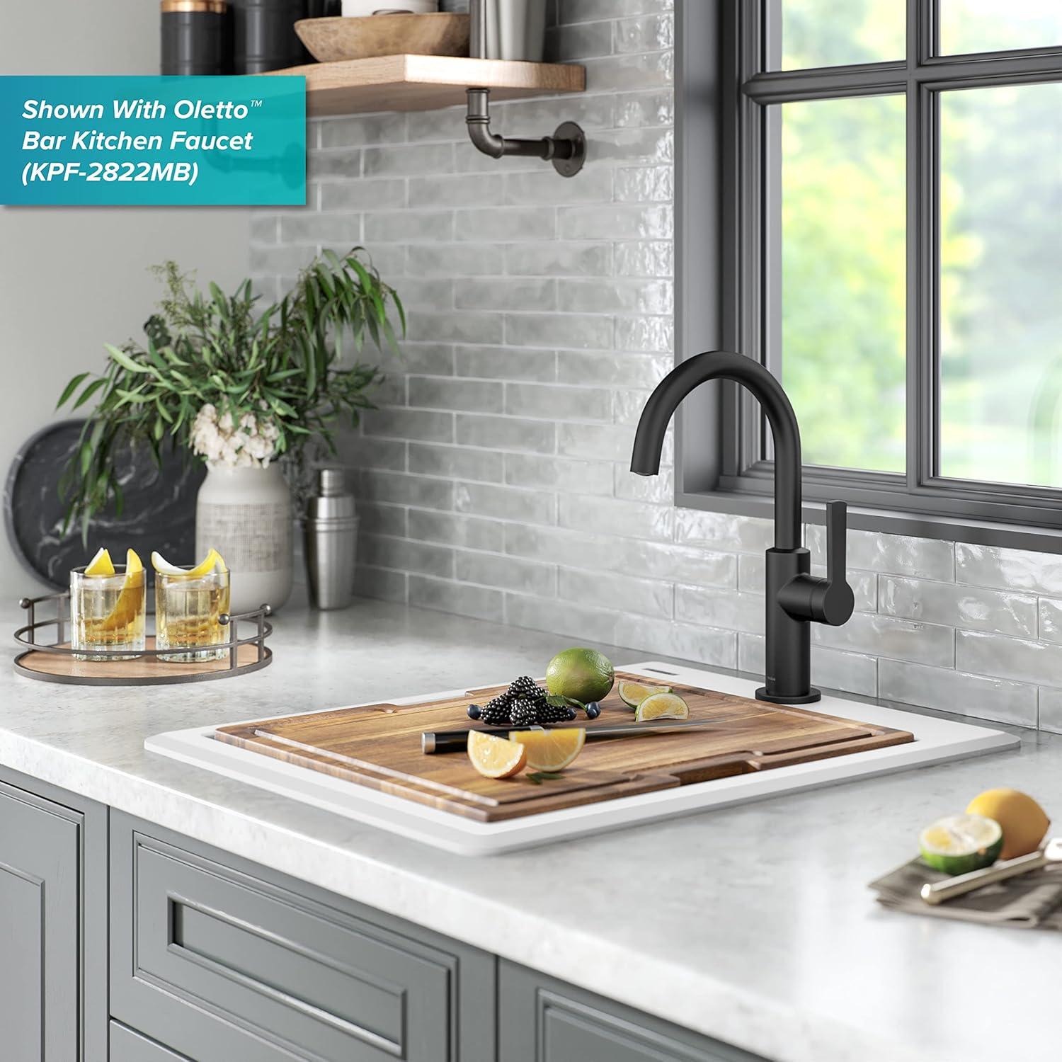 KRAUS Bellucci 28” Granite Workstation Drop In Top Mount Single Bowl Kitchen Sink with Accessories