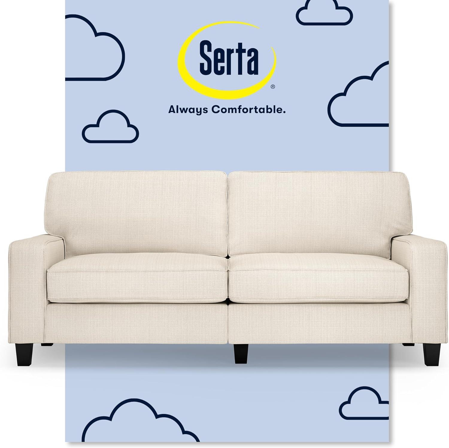 Serta Palisades 78" Track Arm Sofa, Easy Care Fabric, Soft Pillow Back, Pocket Coil Seat Cushions