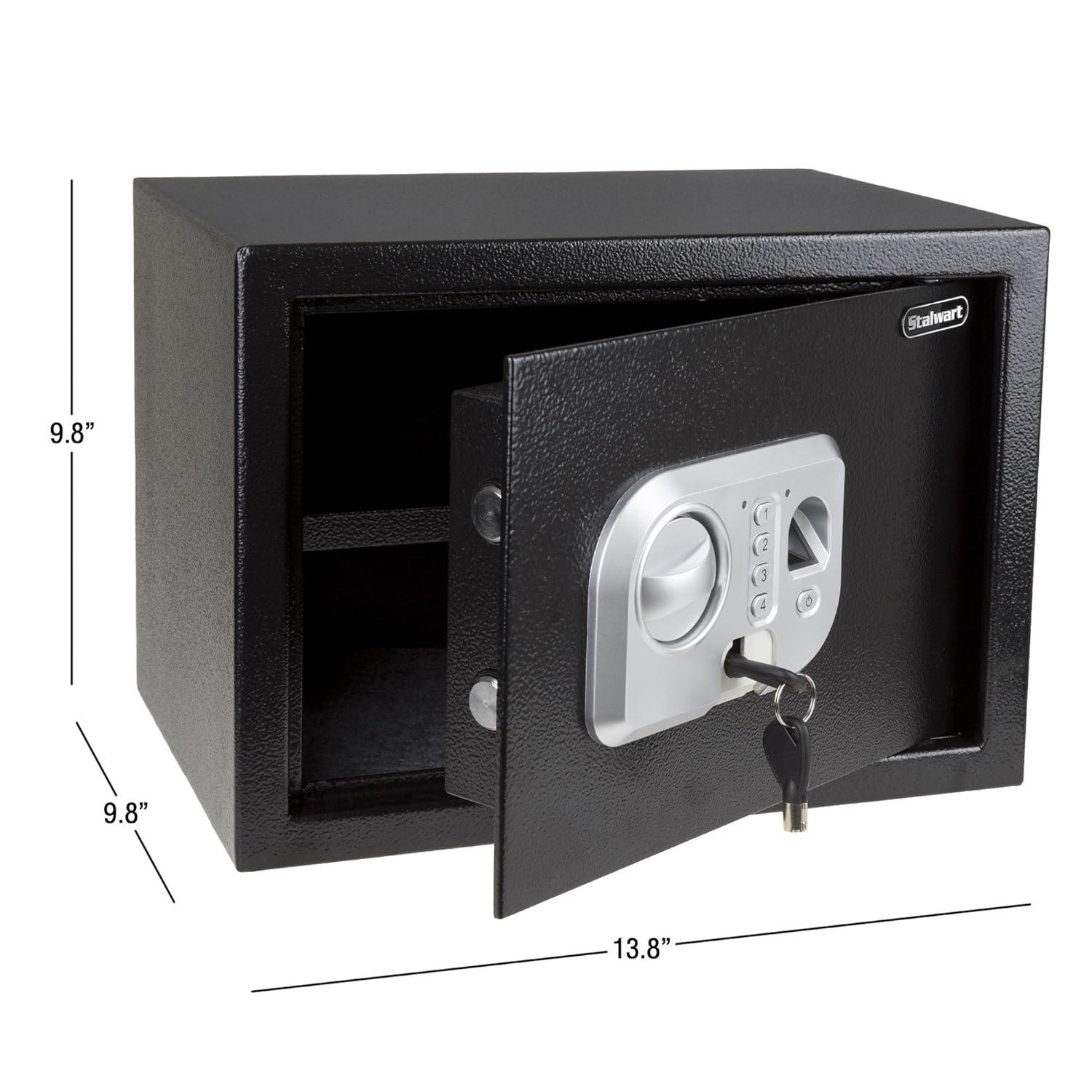 Stalwart Stalwart Electronic Safe - Digital Biometric Fingerprint Lock Box with 2 Override Keys