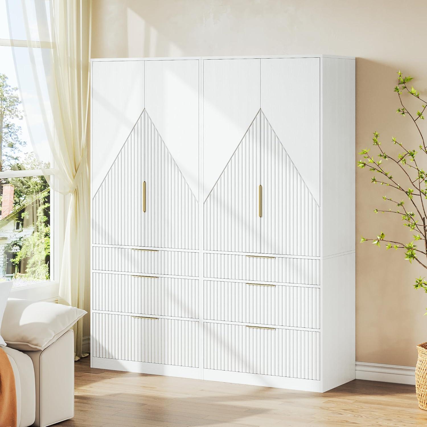 Ebern Designs 2 DoorsArmoire WardrobeWith Three Large Drawers And Hidden Storage | Wayfair