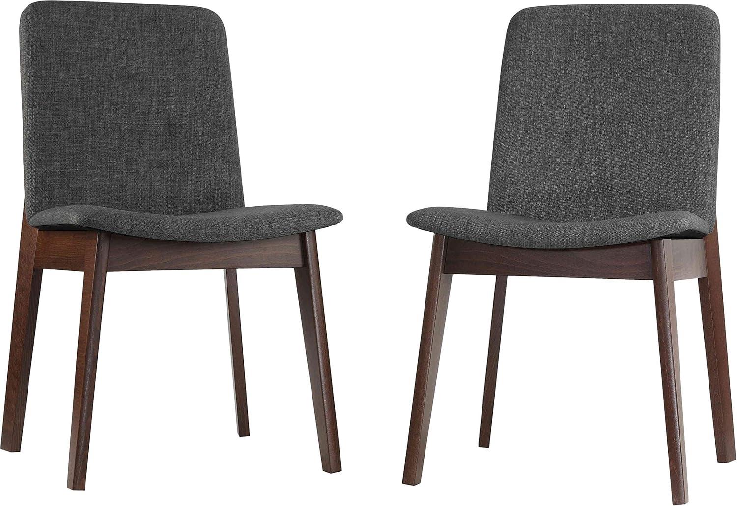 Cortesi Home Bjorn Dining Chair in Charcoal Fabric, Walnut Finish (Set of 2)