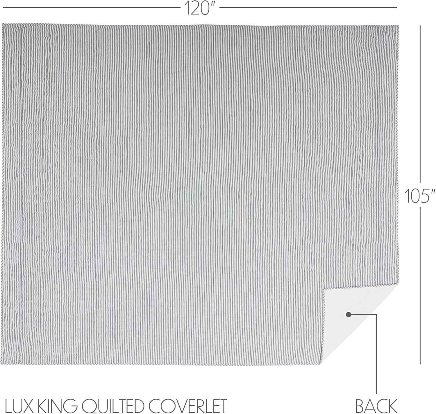 VHC Brands Sawyer Mill Ticking Striped Cotton Farmhouse Pre-Washed King Bedding Accessory, Quilt 105x95, Blue Denim