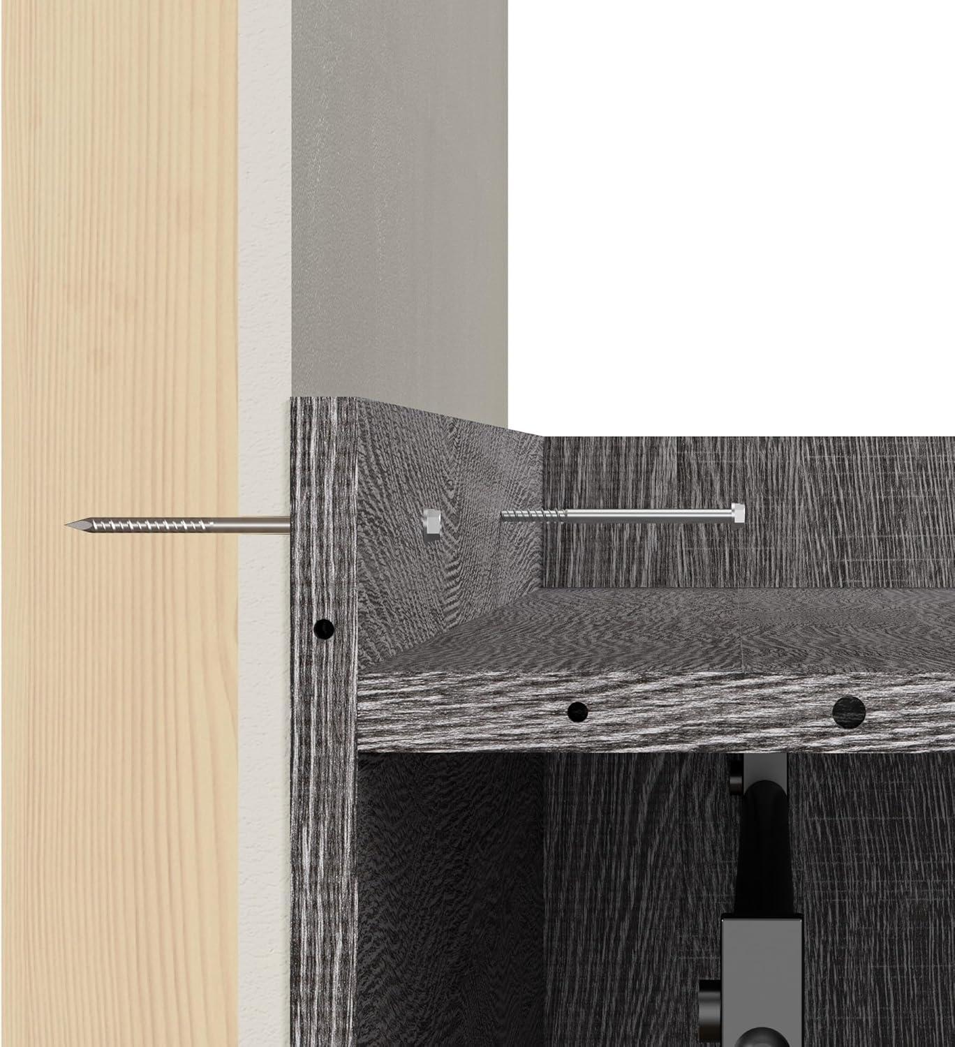 Bestar Nebula 65W Queen Murphy Bed in Bark Gray and White, Sleeping Arrangement for Multipurpose Room