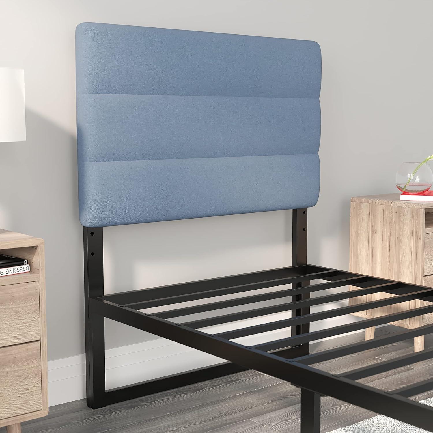 Flash Furniture Paxton Twin Channel Stitched Fabric Upholstered Headboard, Adjustable Height from  44.5" to 57.25" - Blue