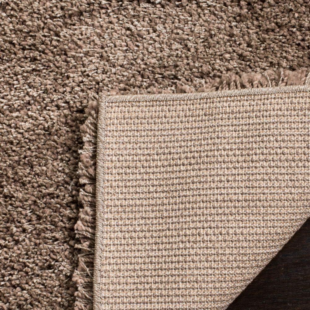 SAFAVIEH California Solid Plush Shag Area Rug, Taupe, 5'3" x 5'3" Square