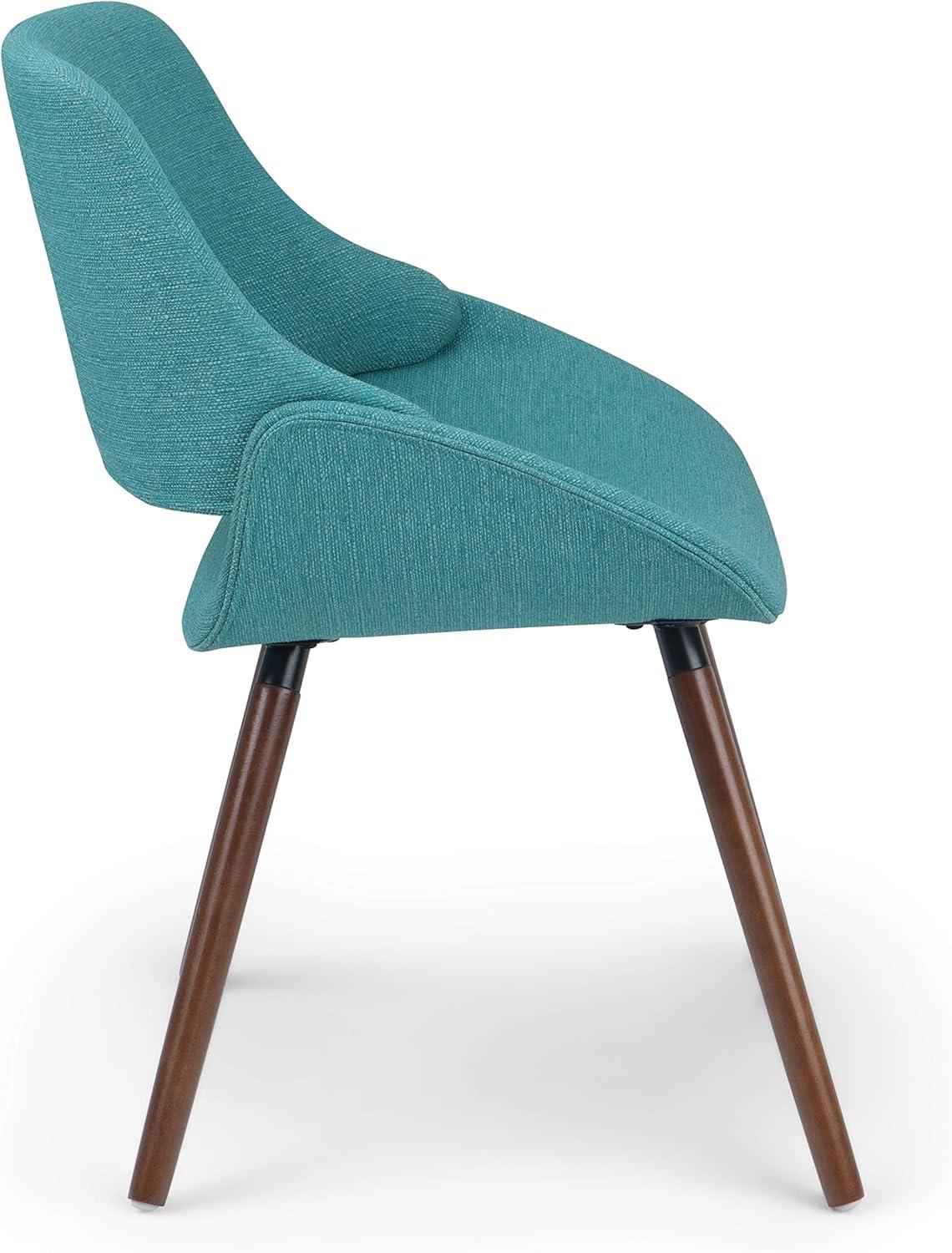 Turquoise Blue Upholstered Bentwood Side Chair in Mid Century Style