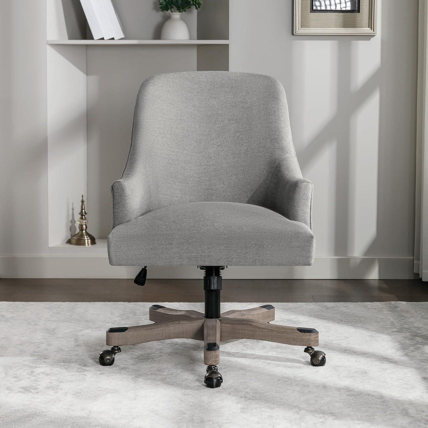 Bradwell Office Chair in Mint Fabric -Rustic Wood Base-Semi Asm