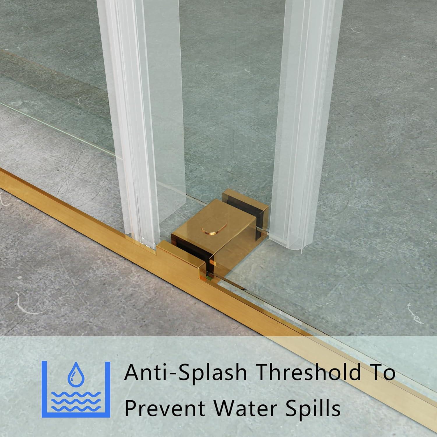 Dimorphos 56-60"W x 76"H Frameless Double Sliding Shower Door with 10mm Tempered Glass Door 11DD161822LL