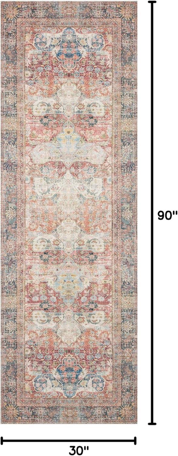 Loloi Rugs Loren 2'6" x 7'6" Printed Polyester Runner Rug in Brick