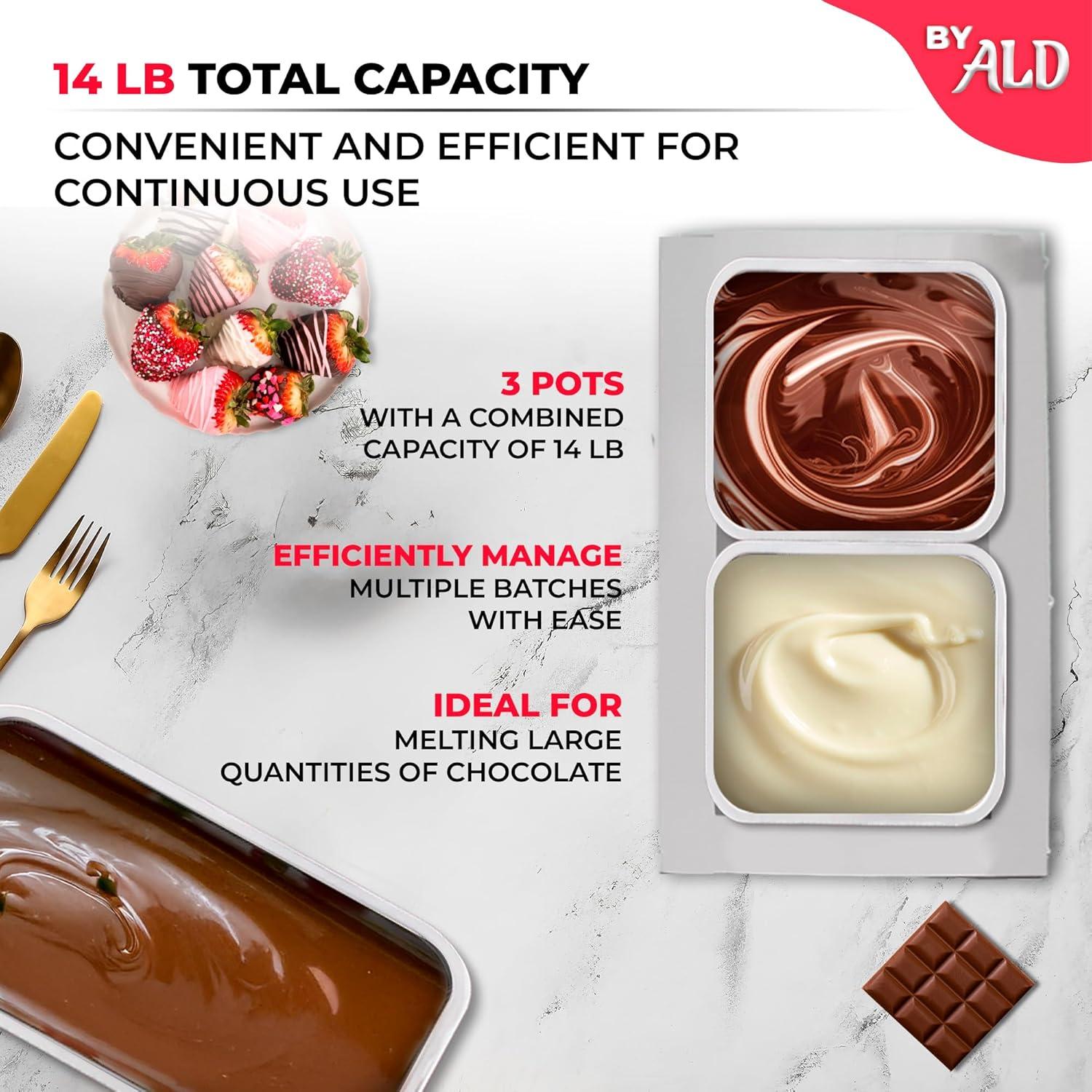 Chocolate Fondue Machine with Manual Control | Stainless steel Professional Small Chocolate Tempering Machine for Home and Commercial Use