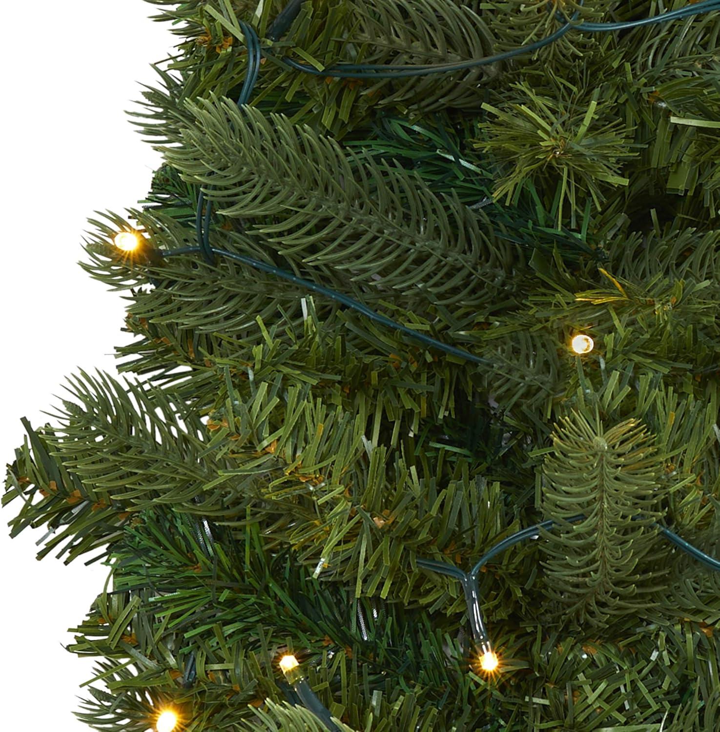 Nearly Natural 2-ft Flat Back Wall Hanging Artificial Christmas Tree with 20 Clear LED Lights
