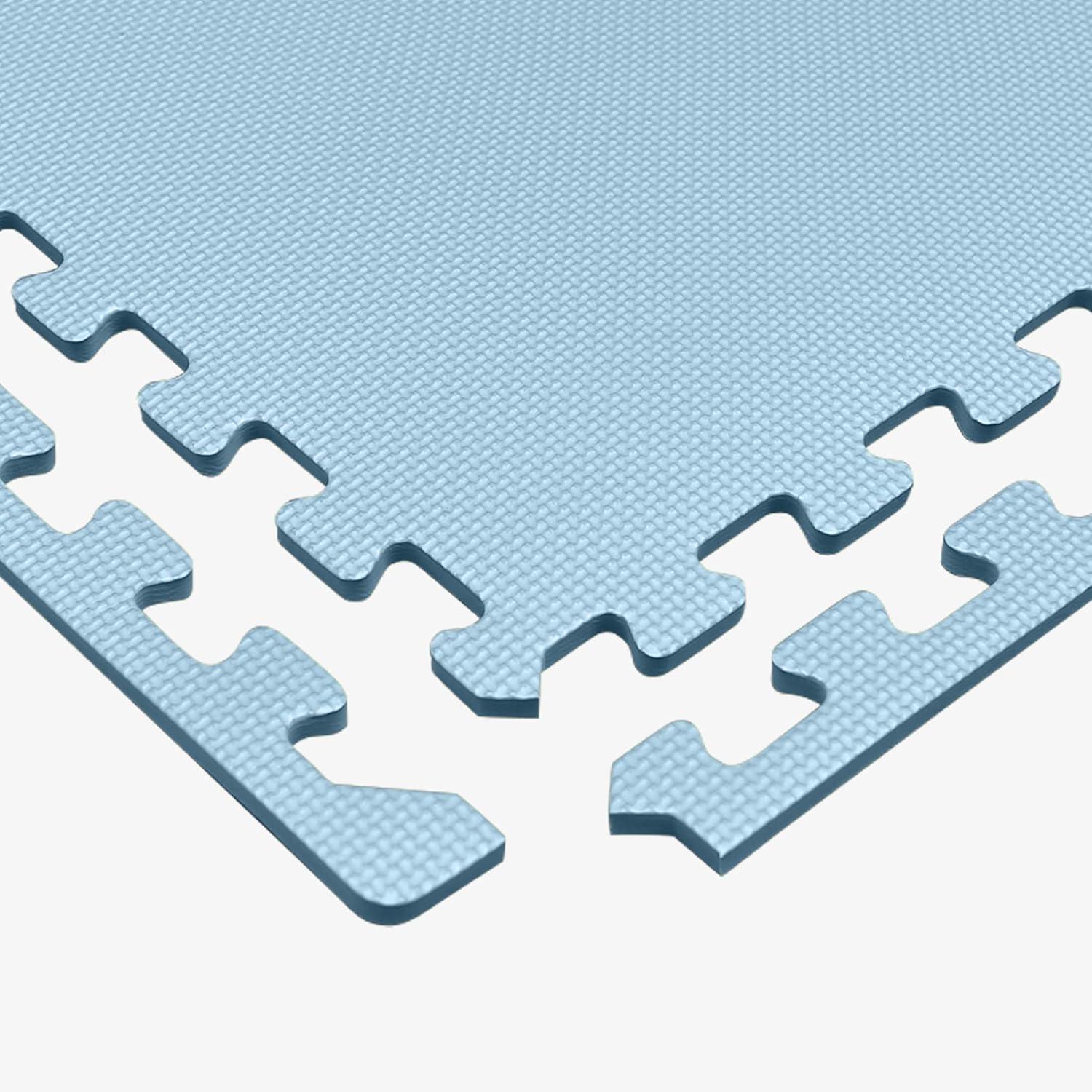 Light Blue EVA Foam Interlocking Gym Floor Tiles, 24 x 24 Inch