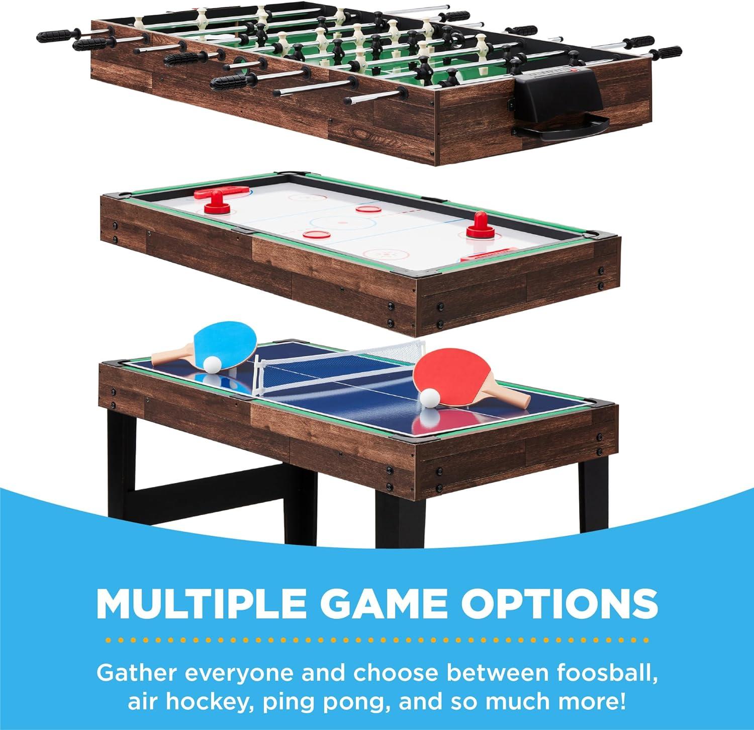 Best Choice Products 2x4ft 10-in-1 Combo Game Table Set w/ Hockey, Foosball, Pool, Shuffleboard, Ping Pong - Walnut