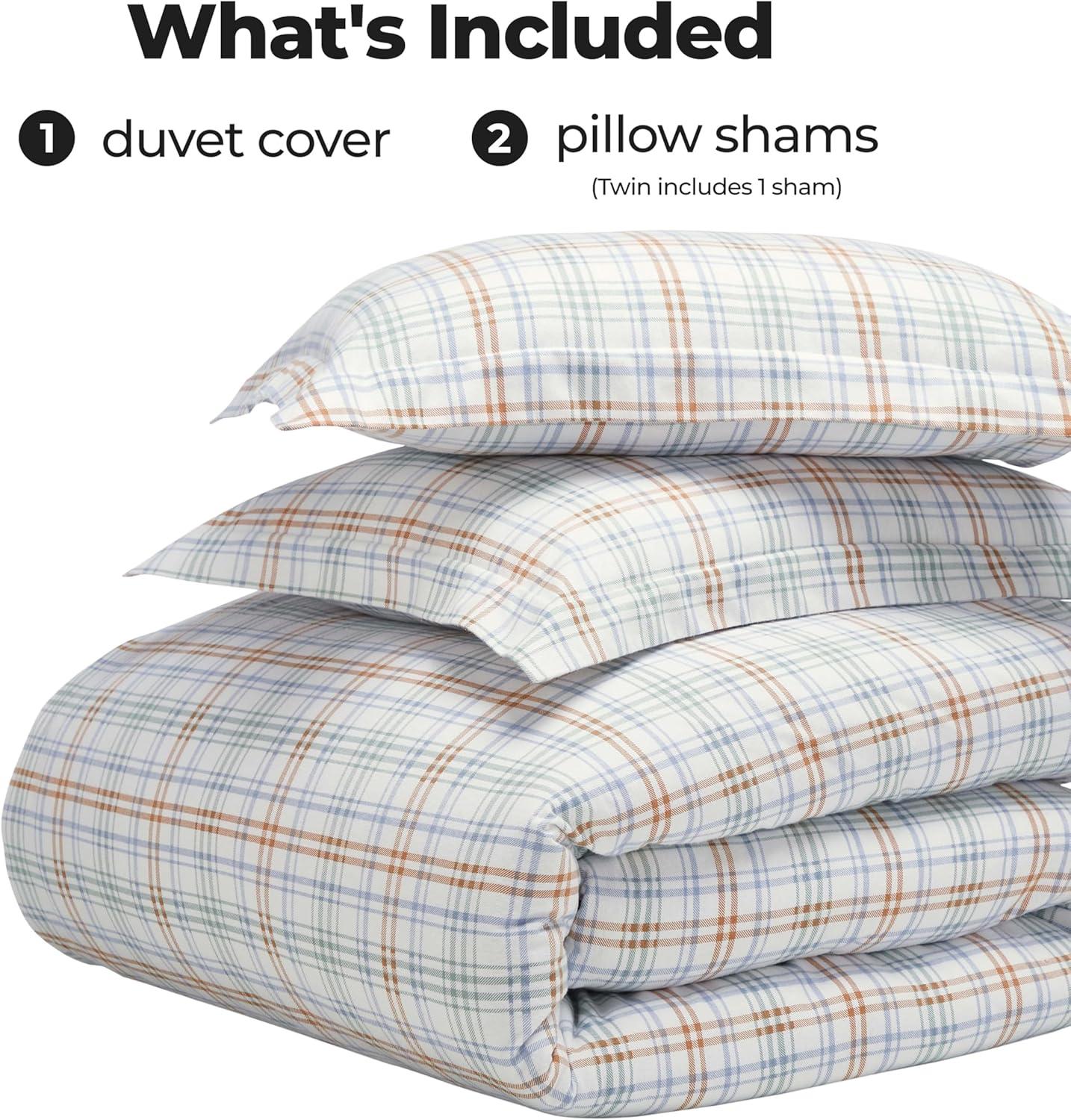 Superior Plaid Flannel Cotton Classic Modern Farmhouse Duvet Cover Set