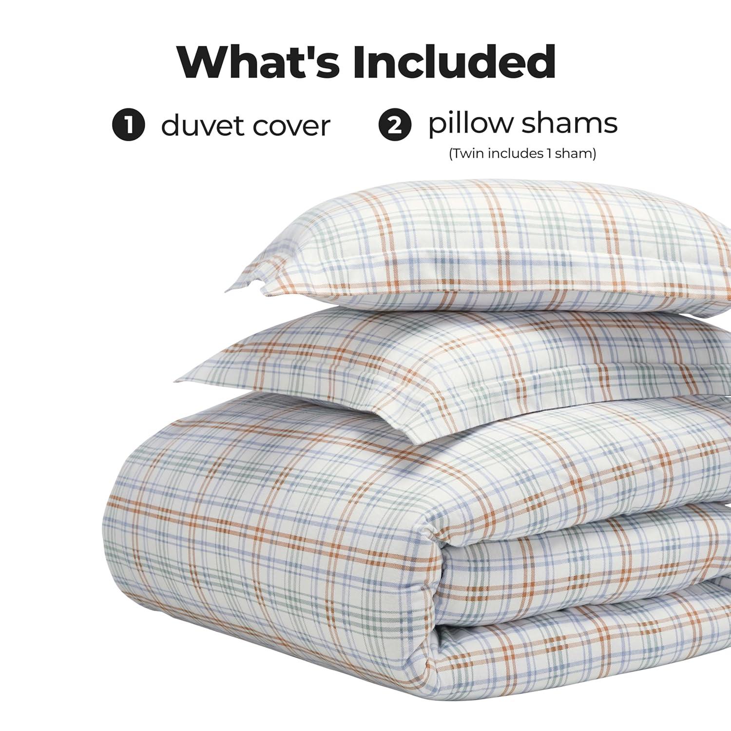 Superior Plaid Flannel Cotton Classic Modern Farmhouse Duvet Cover Set