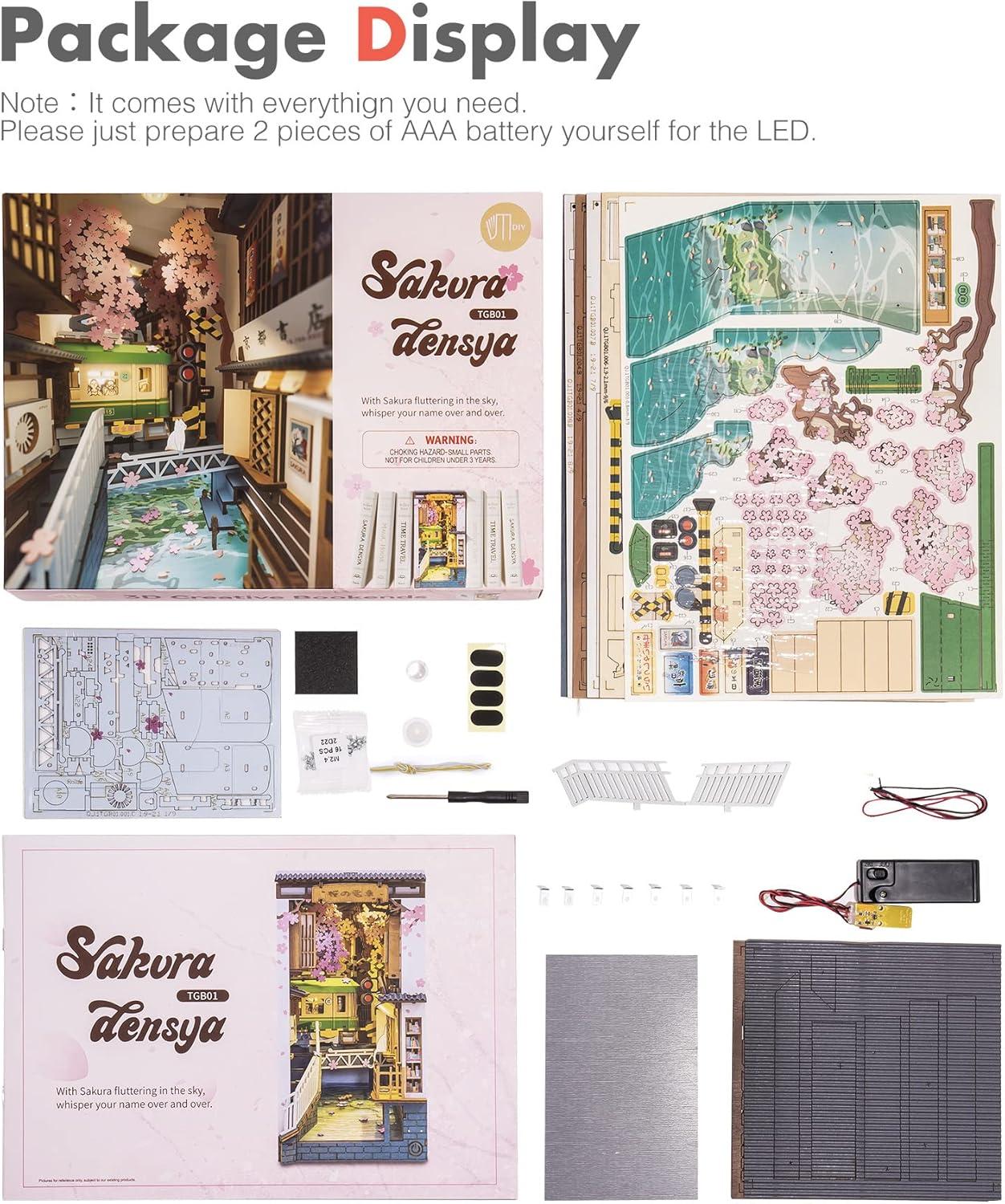 DIY 3D Book Nook Kit Sakura Densya 340 pcs