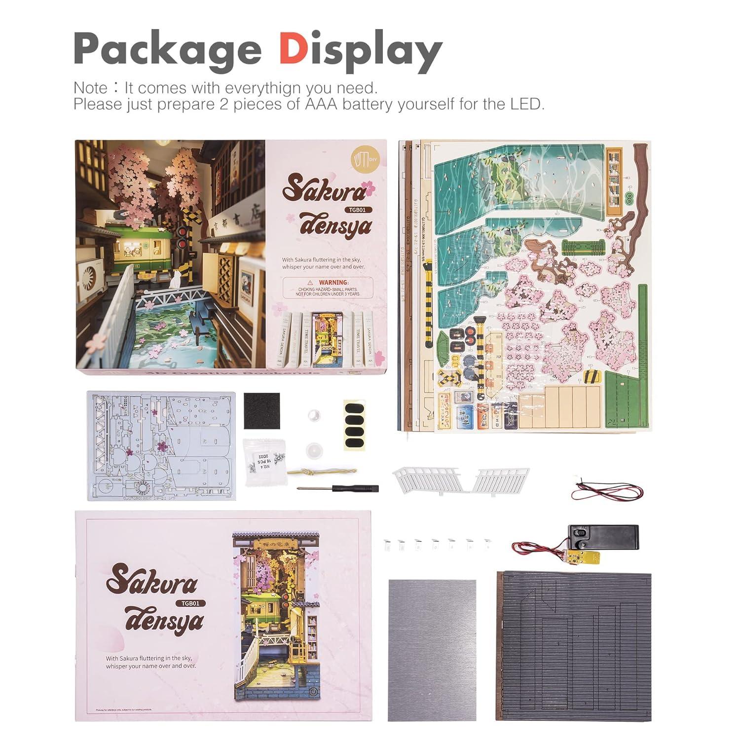 DIY 3D Book Nook Kit Sakura Densya 340 pcs