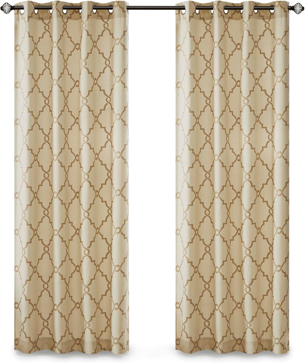 Madison Park Fretwork Print Grommet Top Single Window Curtain Panel