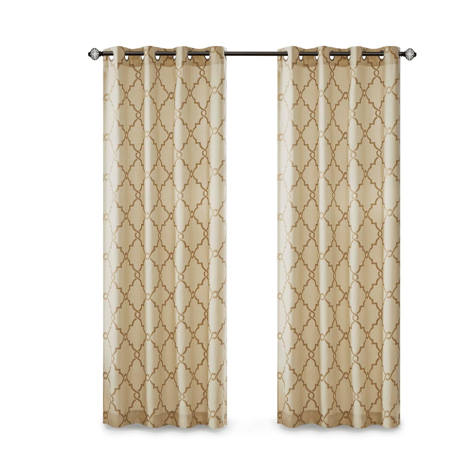 Madison Park Fretwork Print Grommet Top Single Window Curtain Panel