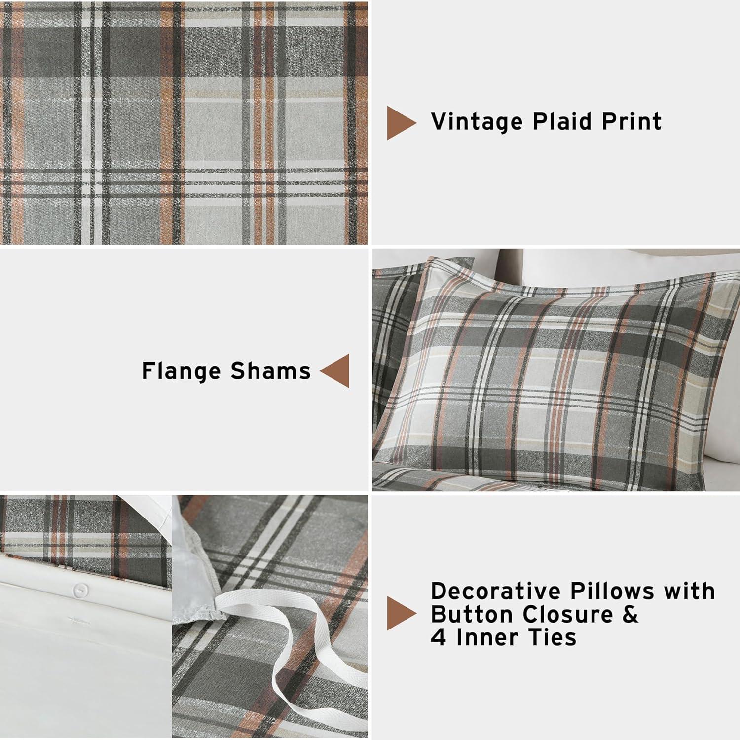 Intelligent Design Reeve Ultra Soft Plaid Microfiber Duvet Cover Set Tan