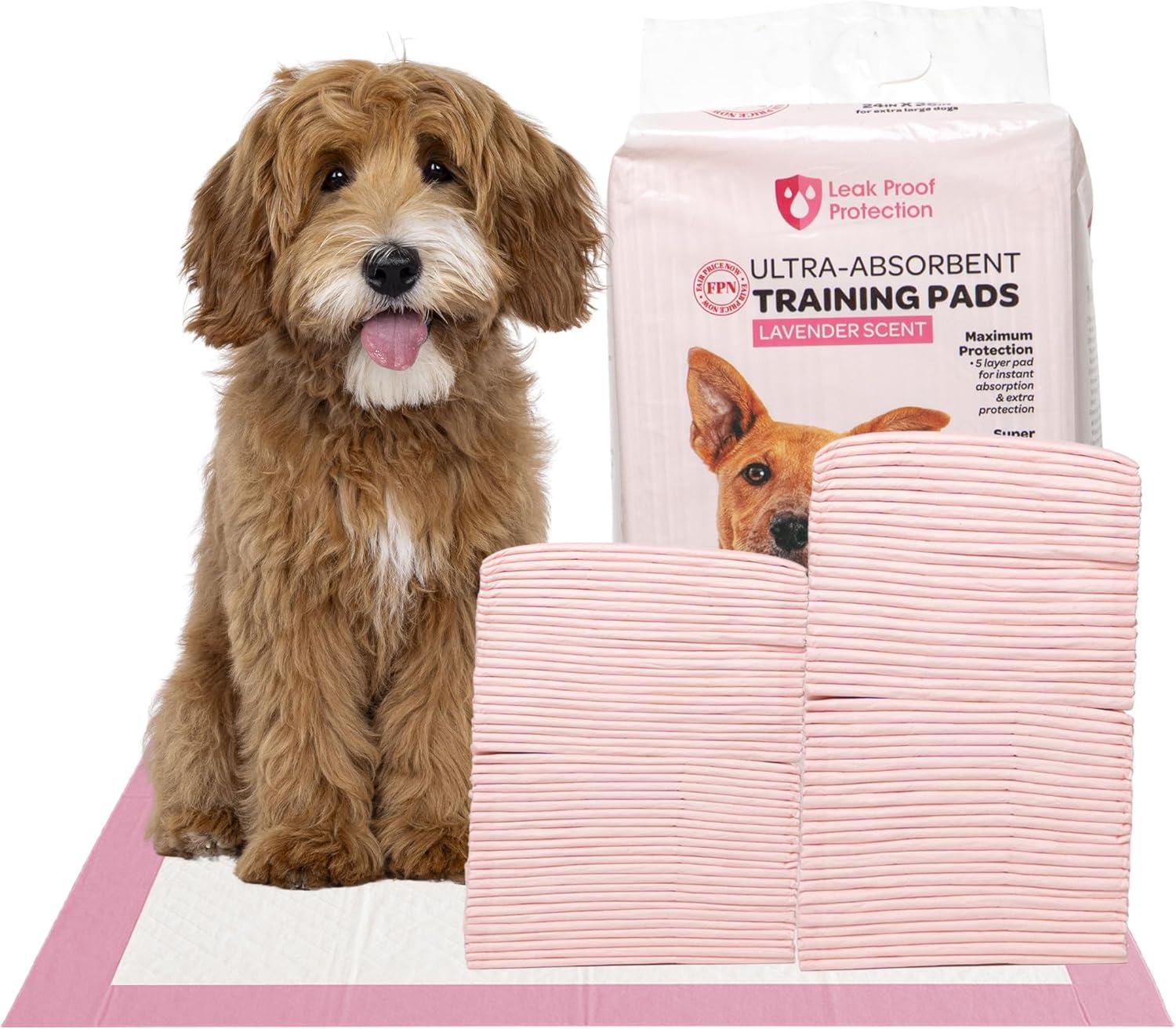 FPN Pink Puppy Pee Pads, 13X18 in 100Pack, Pet Toilet Training Pad Ultra Absorbent, Leak-Proof  for Puppies, Dogs, & Small Pets 5-Layer Protection