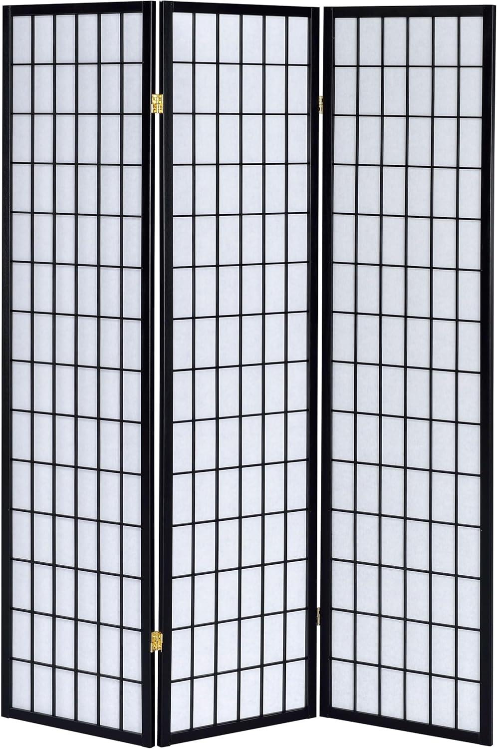 3-Panel Room Divider, Black, 70" x 6" x 50"