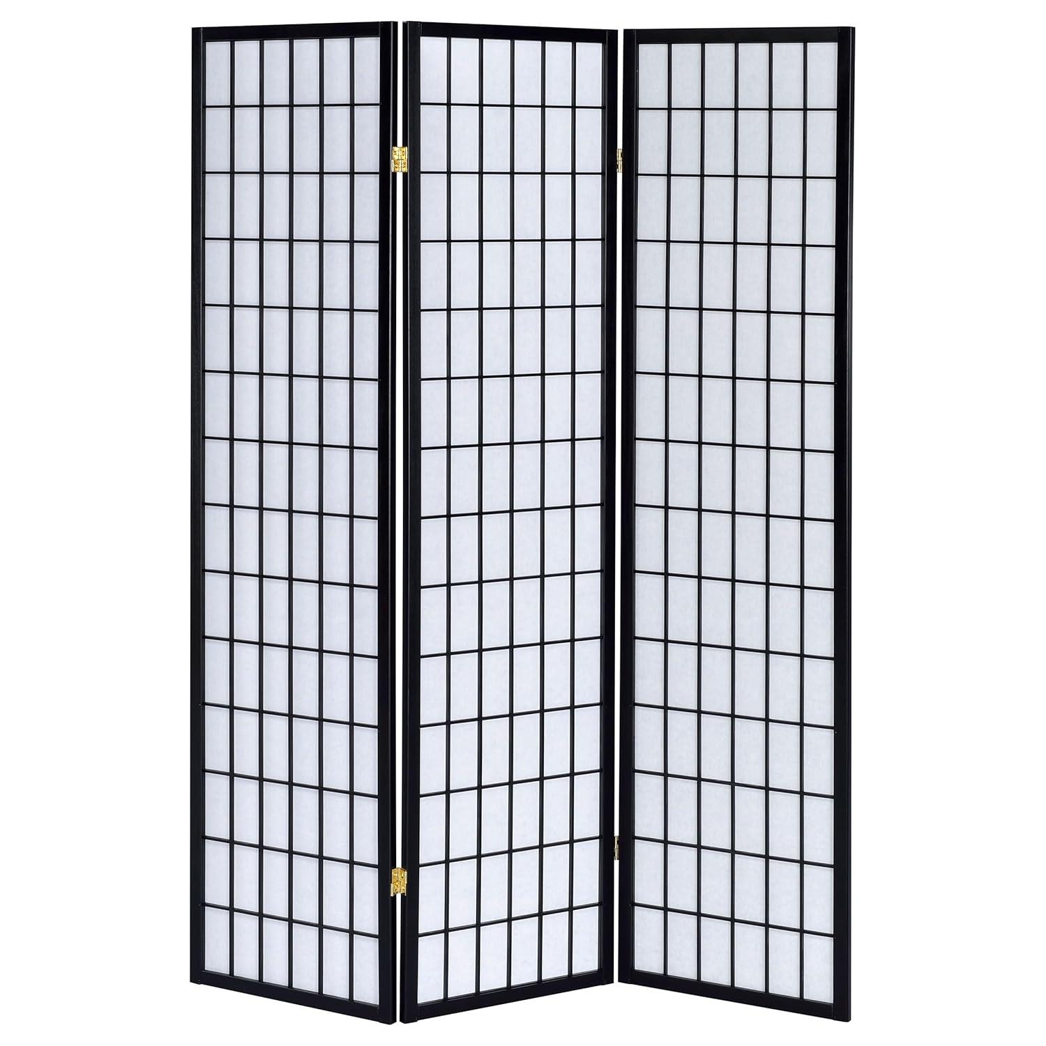 3-Panel Room Divider, Black, 70" x 6" x 50"