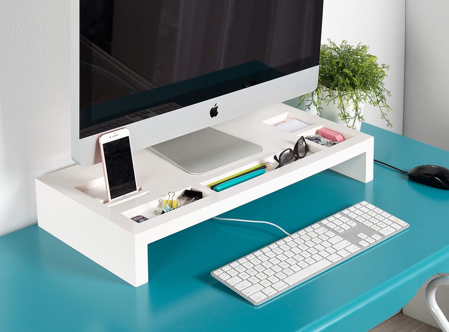 Kate and Laurel Briggs Rectangle MDF Computer Stand, 26x12x4, White