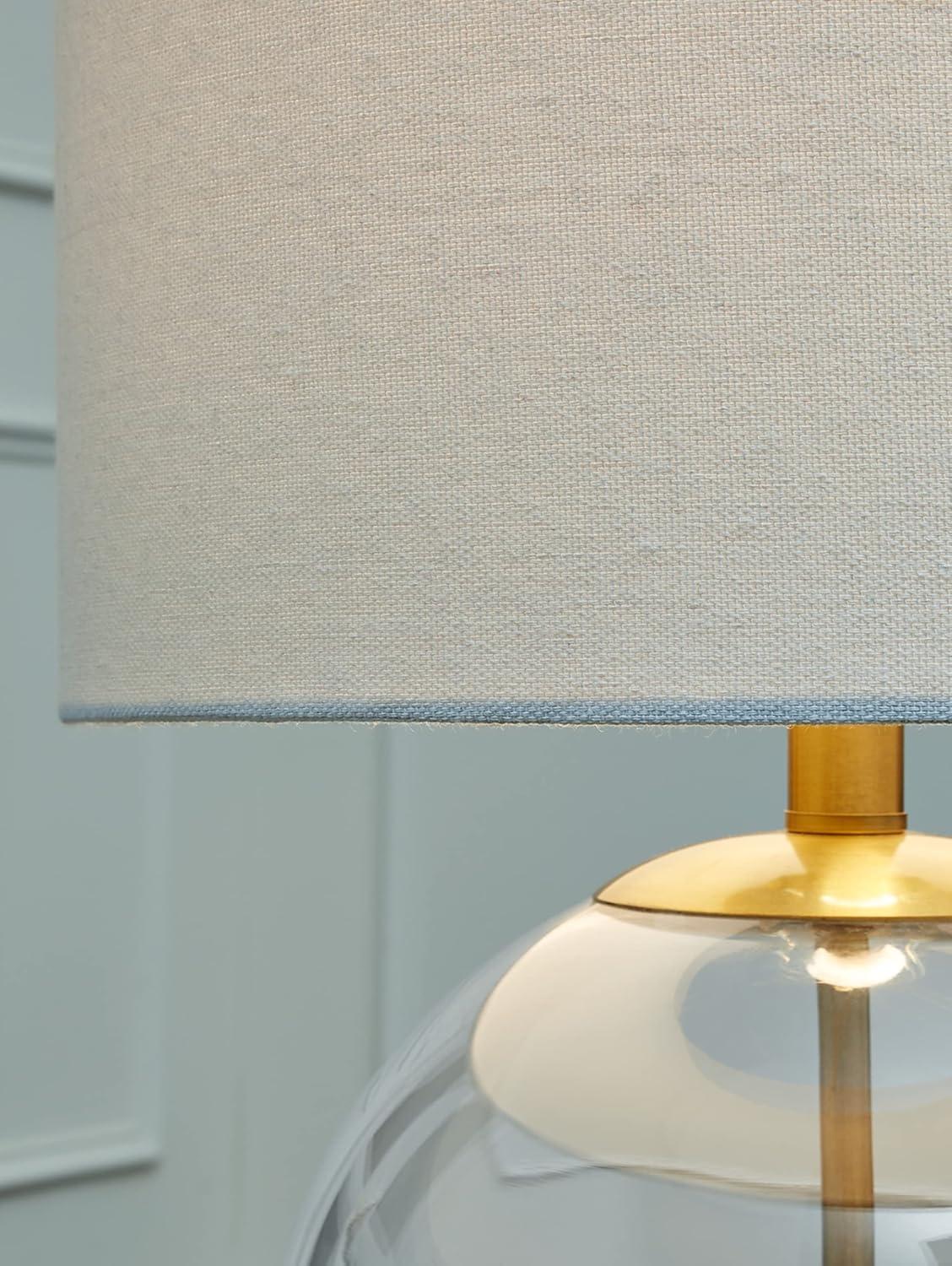 Signature Design by Ashley Samder Table Lamp Clear/Brass: Elegant Lighting for Nightstands, 3-Way Switch