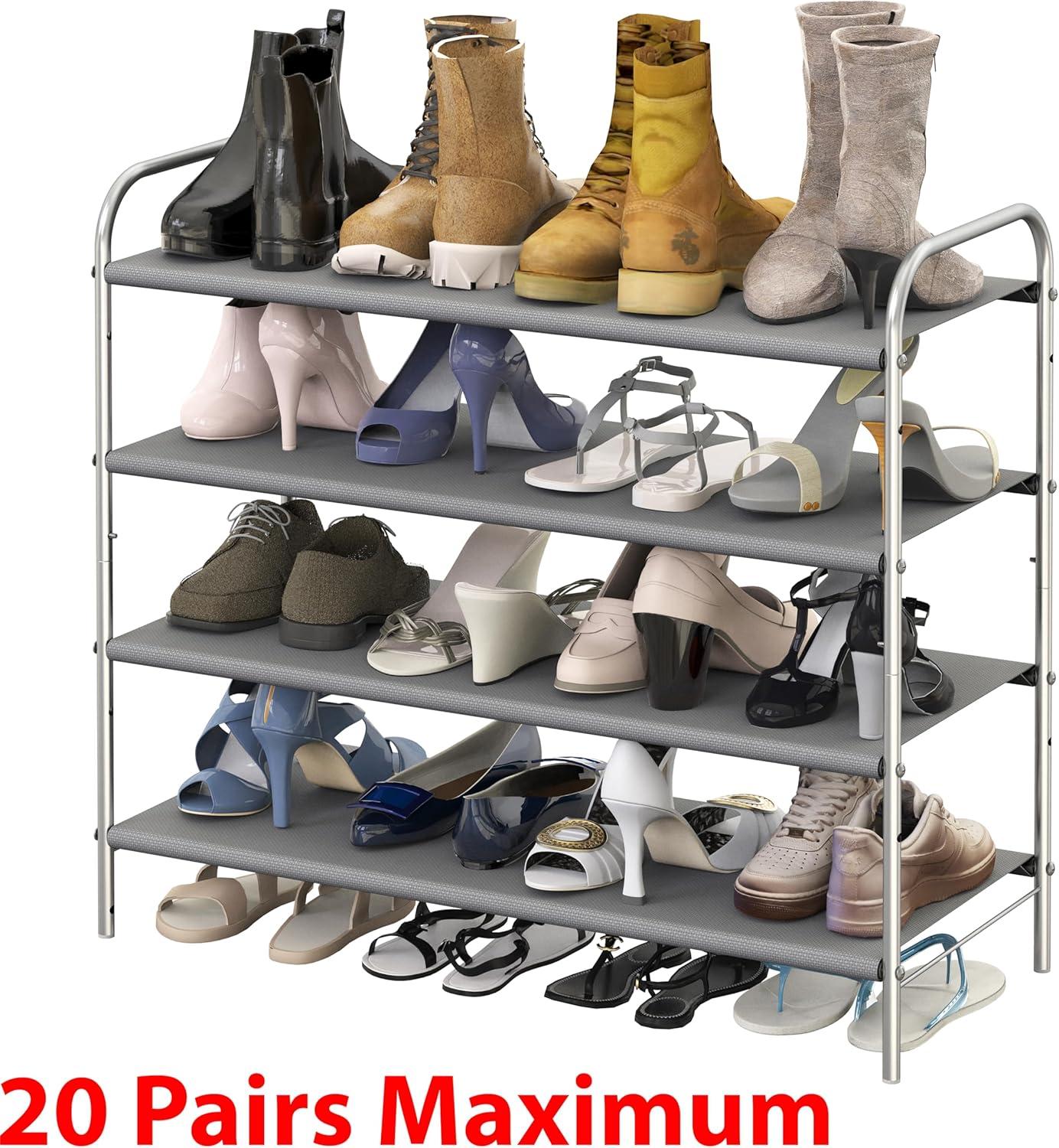 Simple Houseware 4-Tier Shoe Rack Storage Organizer 20-Pair, Gray