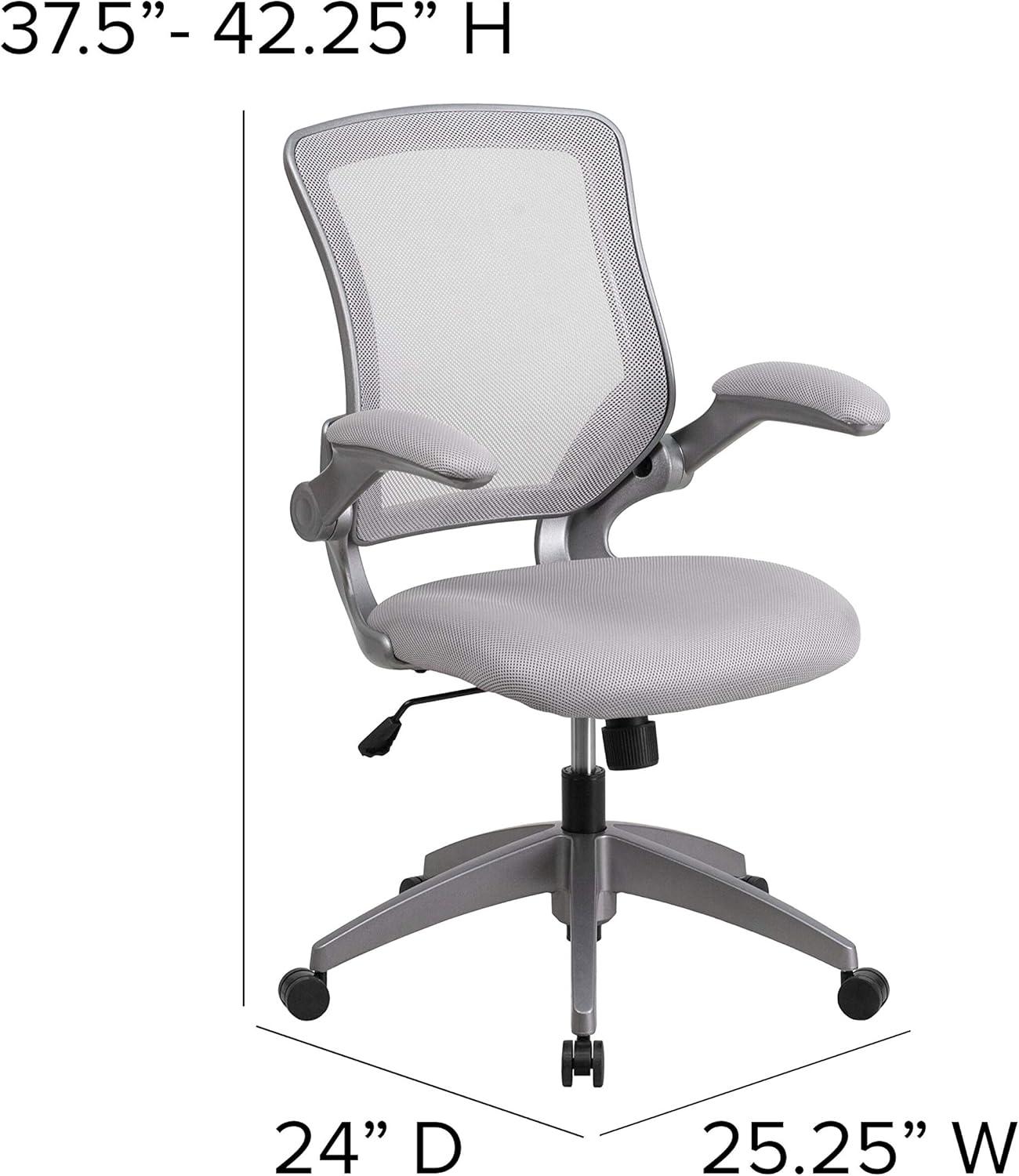 Ergonomic Mid-Back Gray Mesh Executive Swivel Office Chair with Adjustable Arms