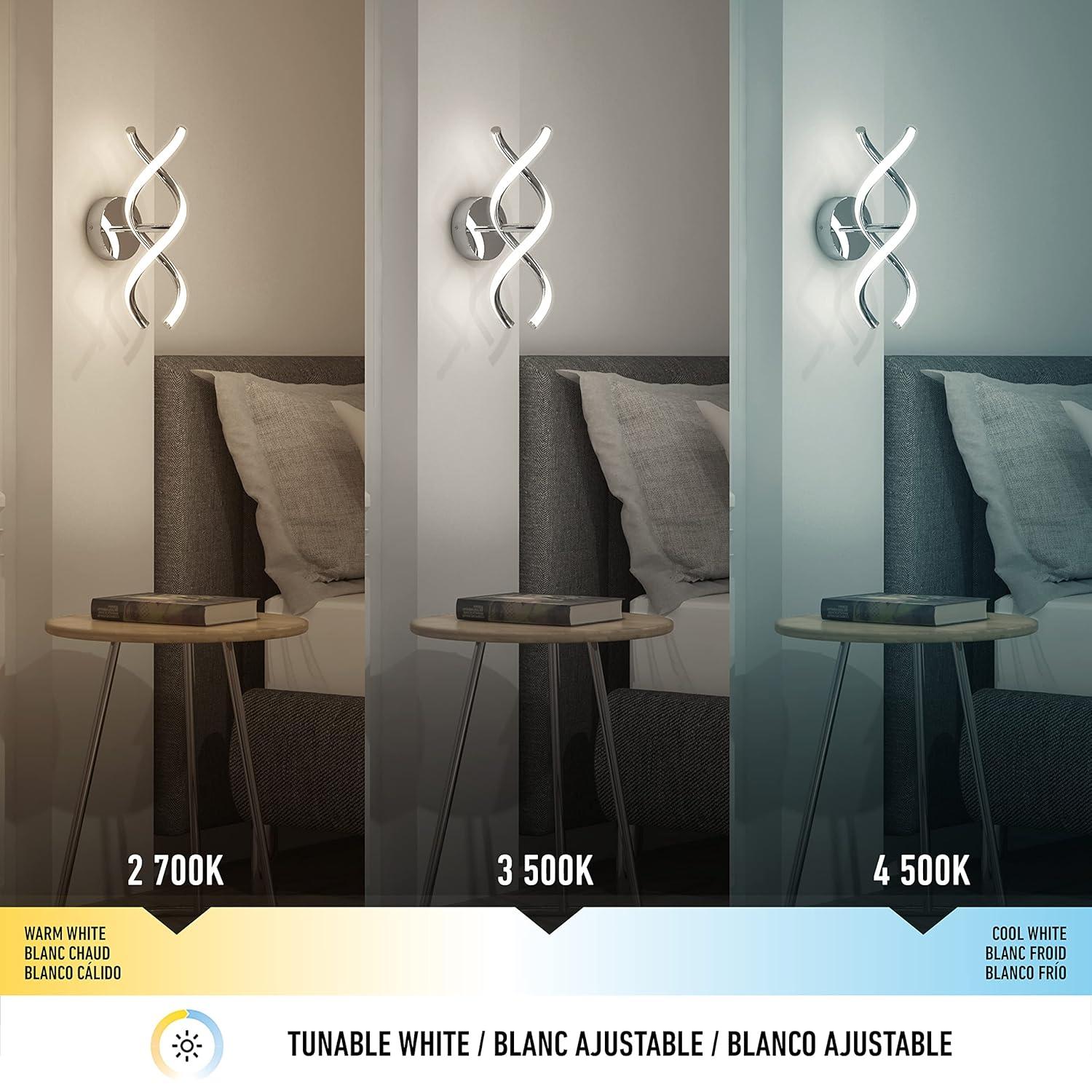 DNA 4.7 in. 1-Light Chrome Plated Selectable 3 CCT Integrated LED Sconce Vanity Light