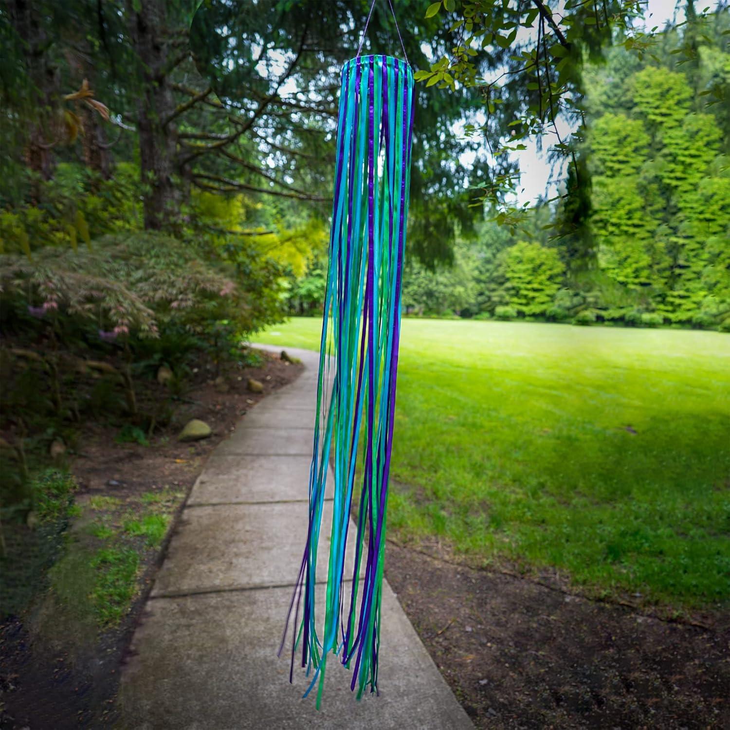 In the Breeze 5188 — 39-Inch Ocean Ribbon Windsock — Vibrant Blue-Green Ribbon Windsock Home and Garden Decoration