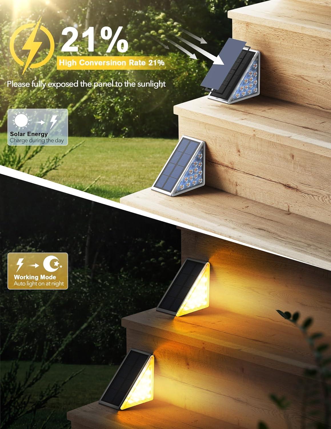 Solar LED Pathway Lights with Dusk to Dawn Sensor, 6 Pack