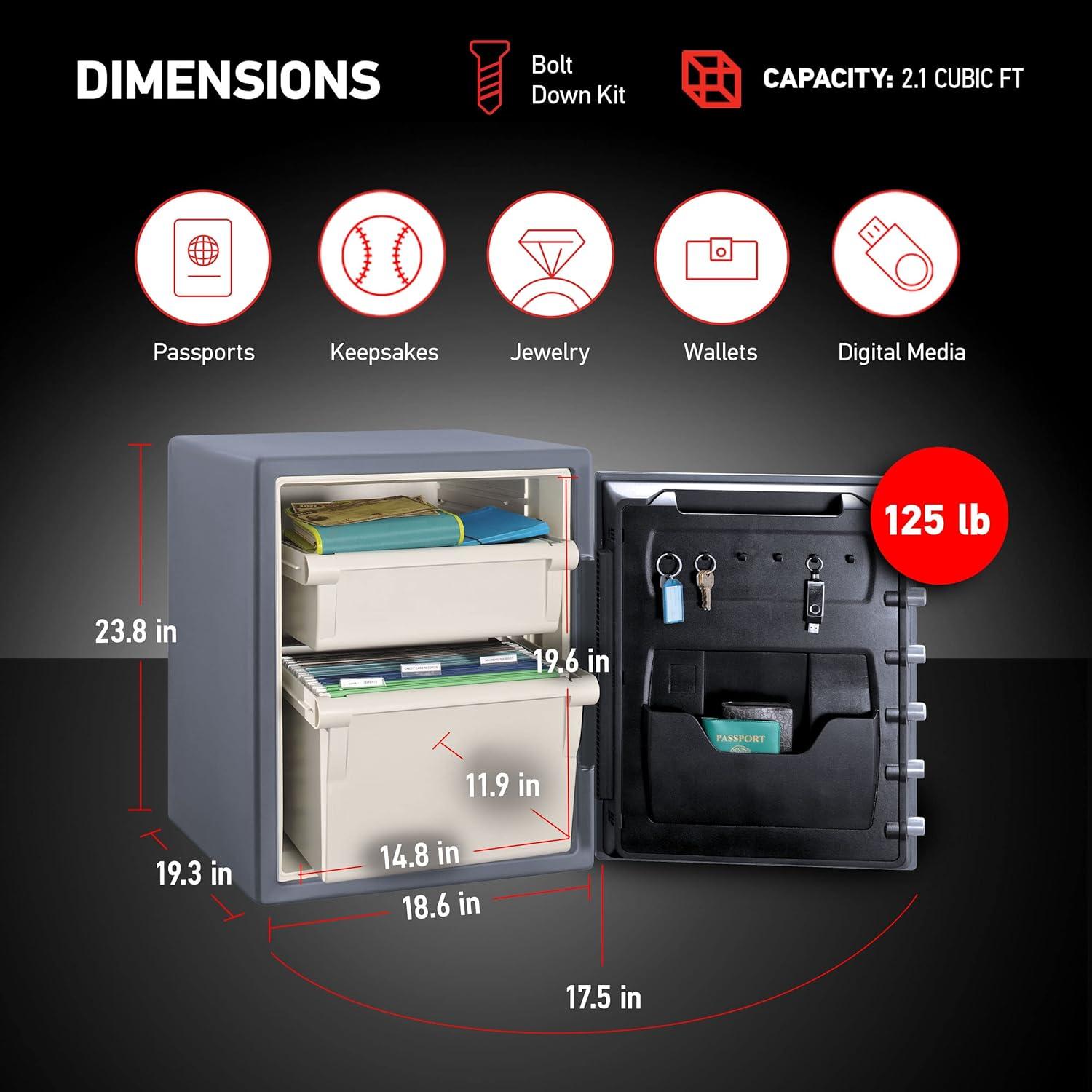 SentrySafe 2 cu. ft. Gray Steel Fireproof and Waterproof Safe