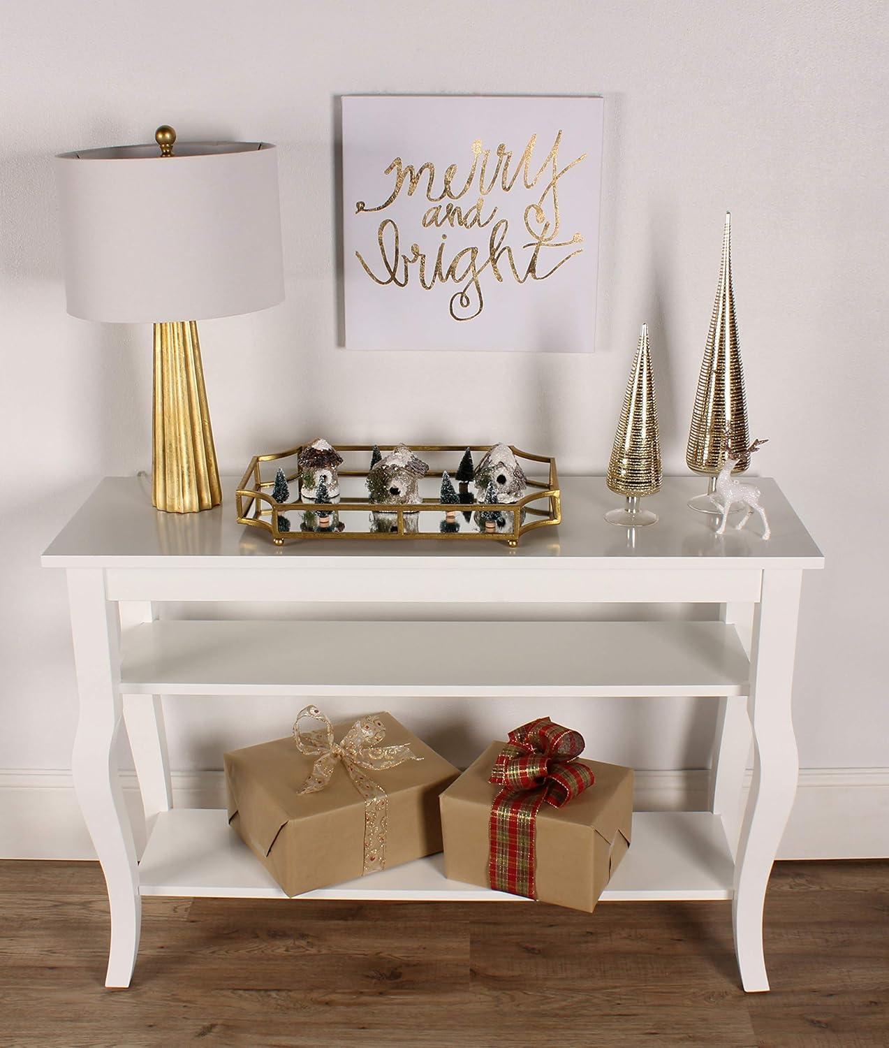 Lillian Demilune Black Wood Console Table with Storage Shelves