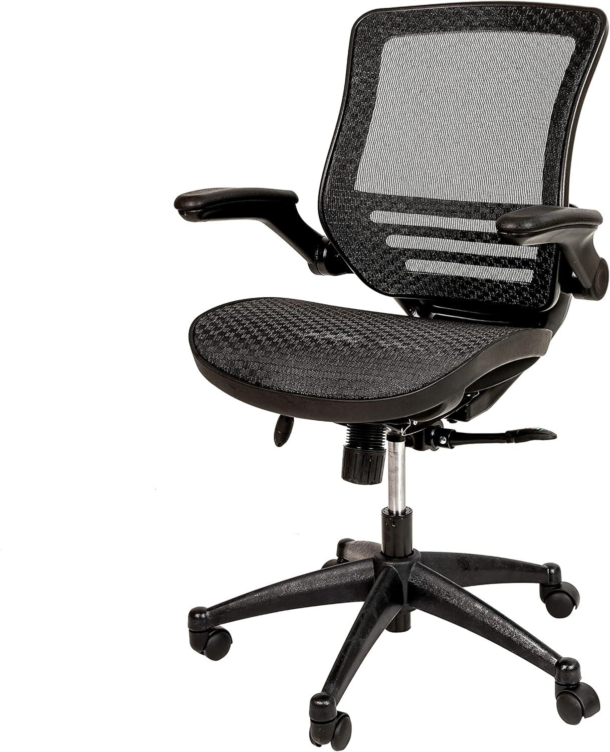 Flash Furniture Warfield Mid-Back Transparent Black Mesh Executive Swivel Office Chair with Black Frame and Flip-Up Arms