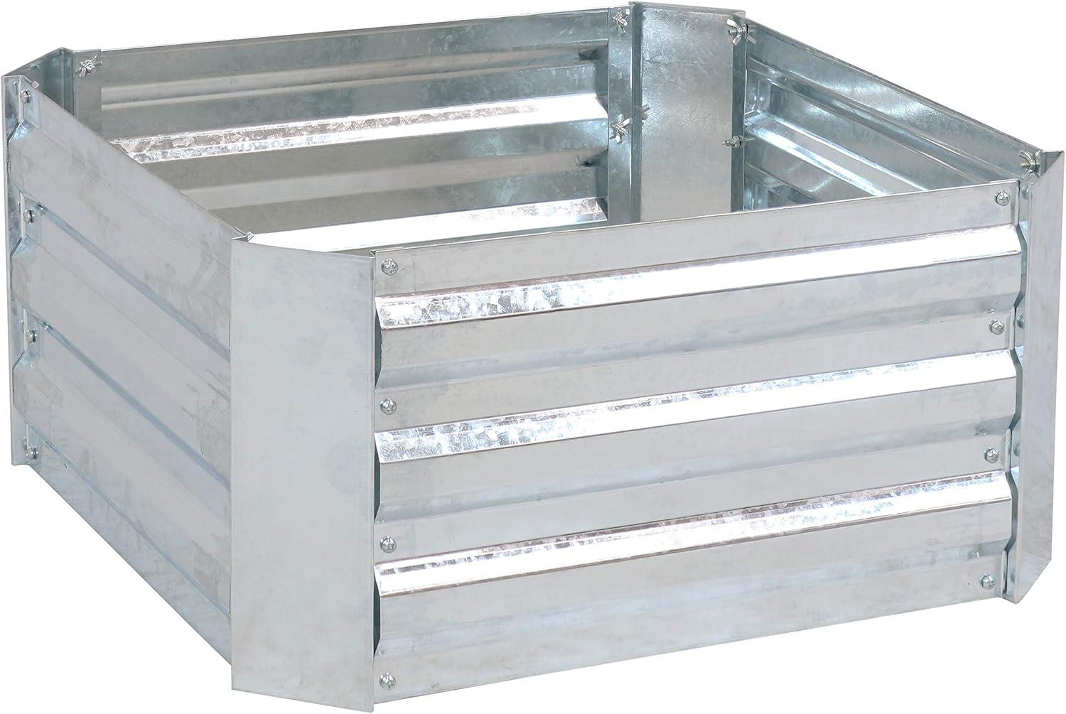 Sunnydaze Corrugated Galvanized Steel Raised Garden Bed for Plants, Vegetables, and Flowers - 24" Square x 11.75" H